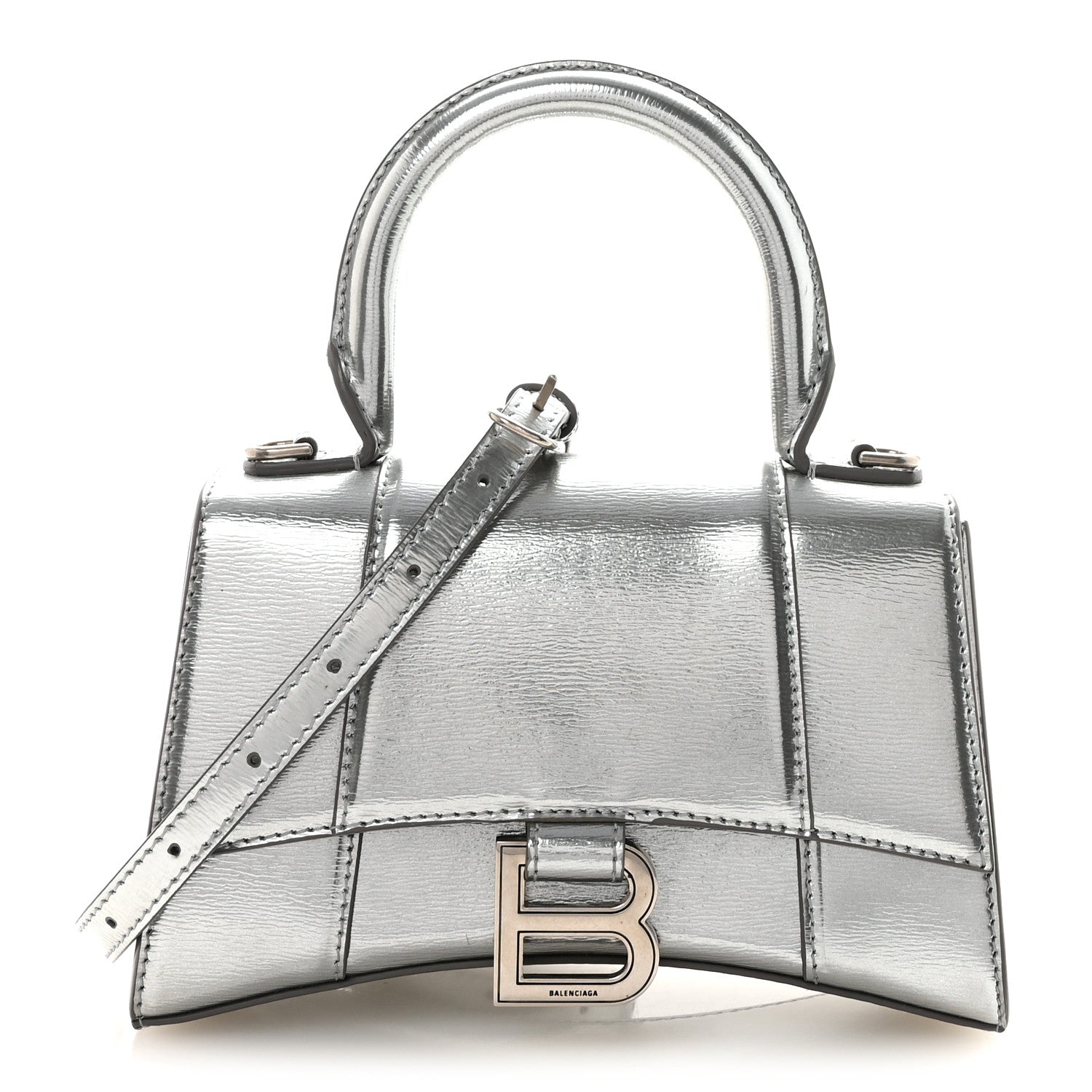 Balenciaga Metallic Textured Calfskin Hourglass Top Handle Bag XS