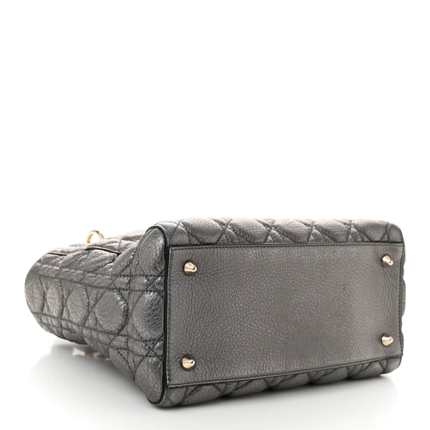 Christian Dior Metallic Grained Calfskin Cannage Medium Supple Lady Dior Steel 4 of 10