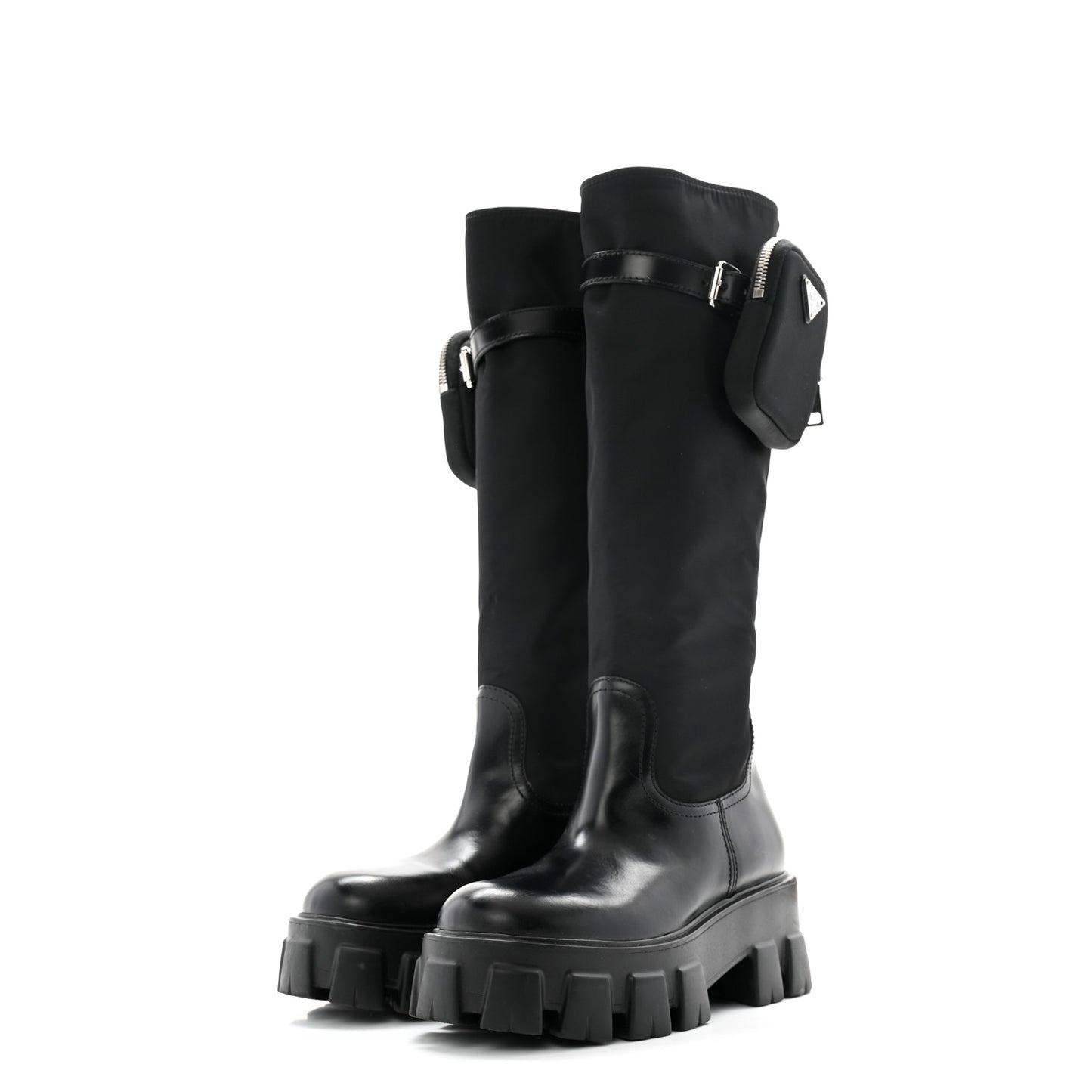 Spazzolato Rois Re-Nylon Metal Triangle Logo Monolith Pouch Pocket 55mm Tall Boots 37 Black