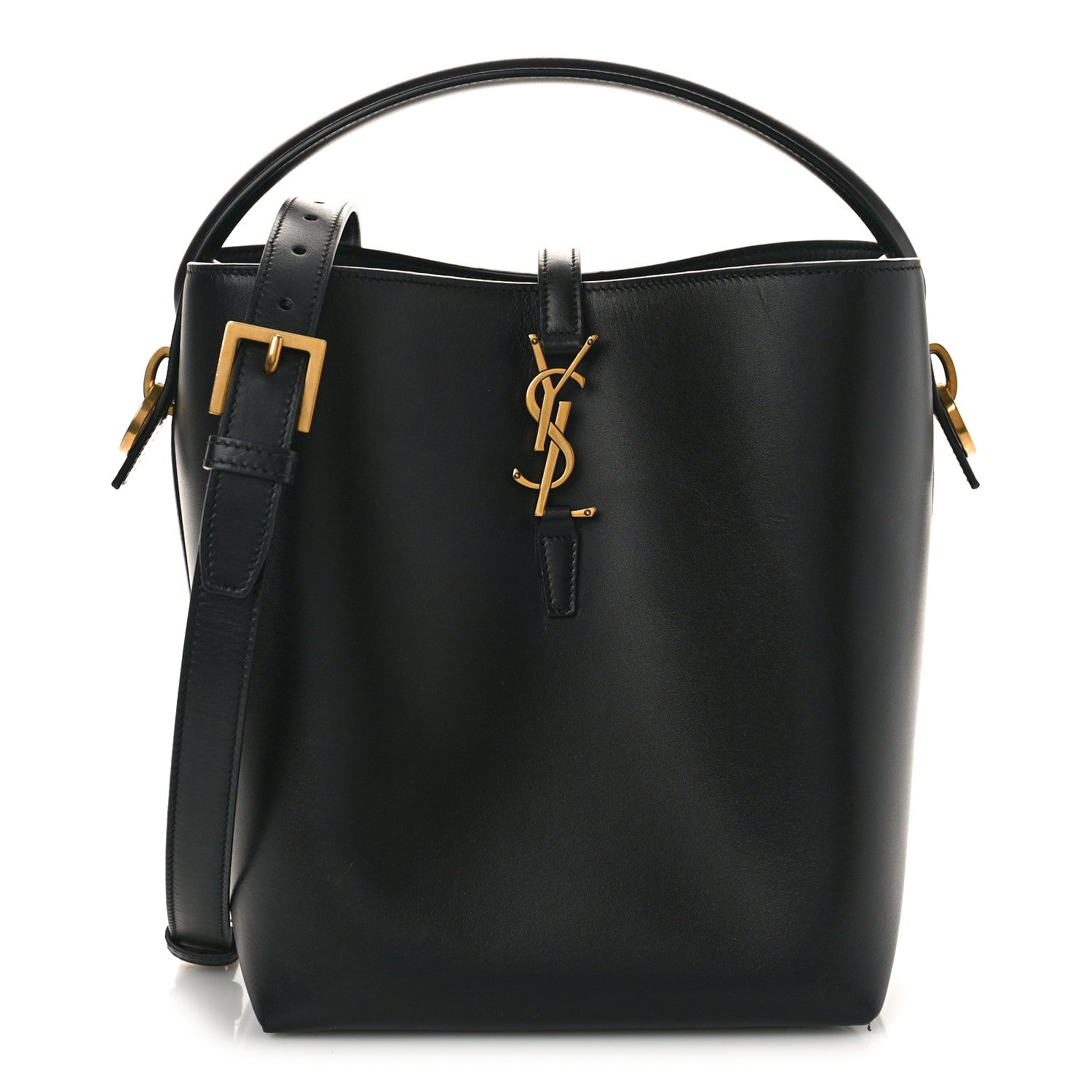 Saint Laurent Smooth Shiny Calfskin Monogram Le 37 Bucket Bag Black 1 of 10
