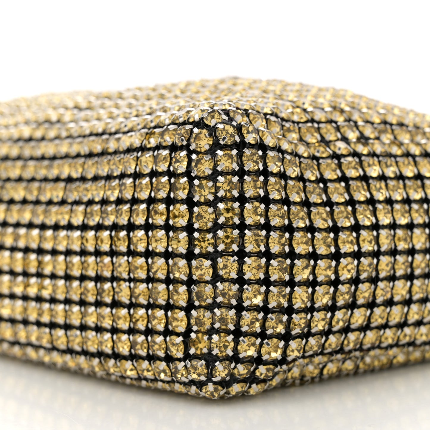 Mesh Crystal Rhinestone Mini Heiress Pouch Porcelain