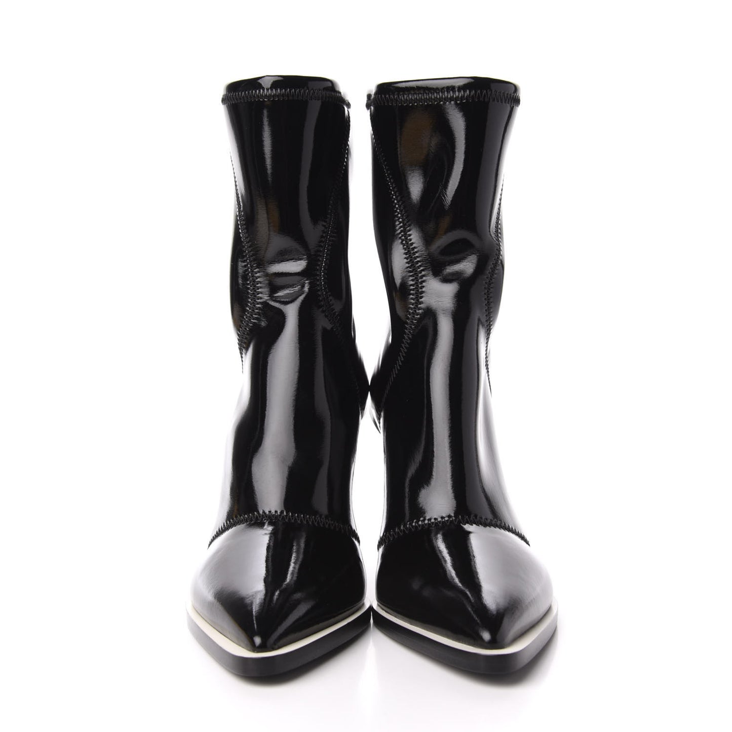 Glossy Neoprene FFrame Ankle Boots 38 Black