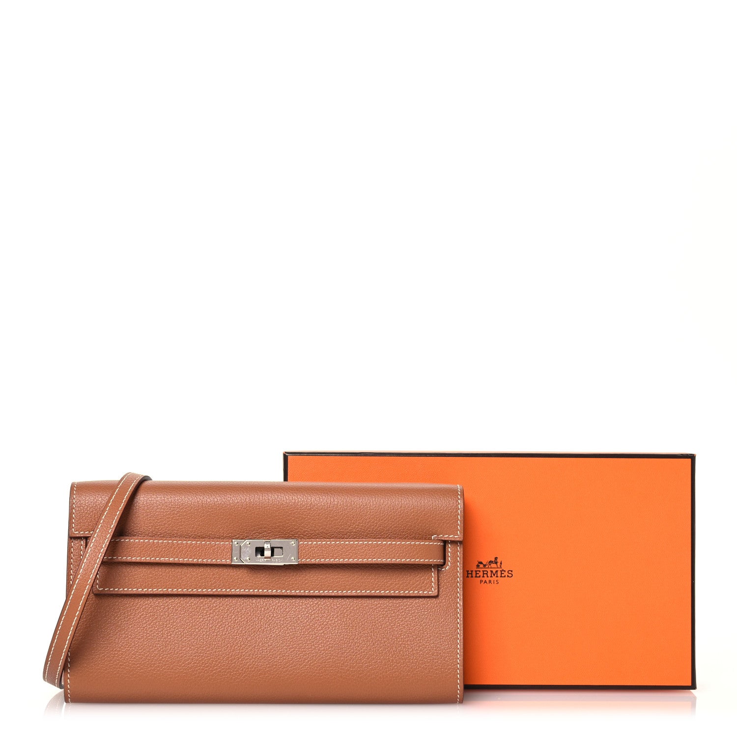 Hermes Evercolor Kelly Wallet To Go Gold 13 of 13