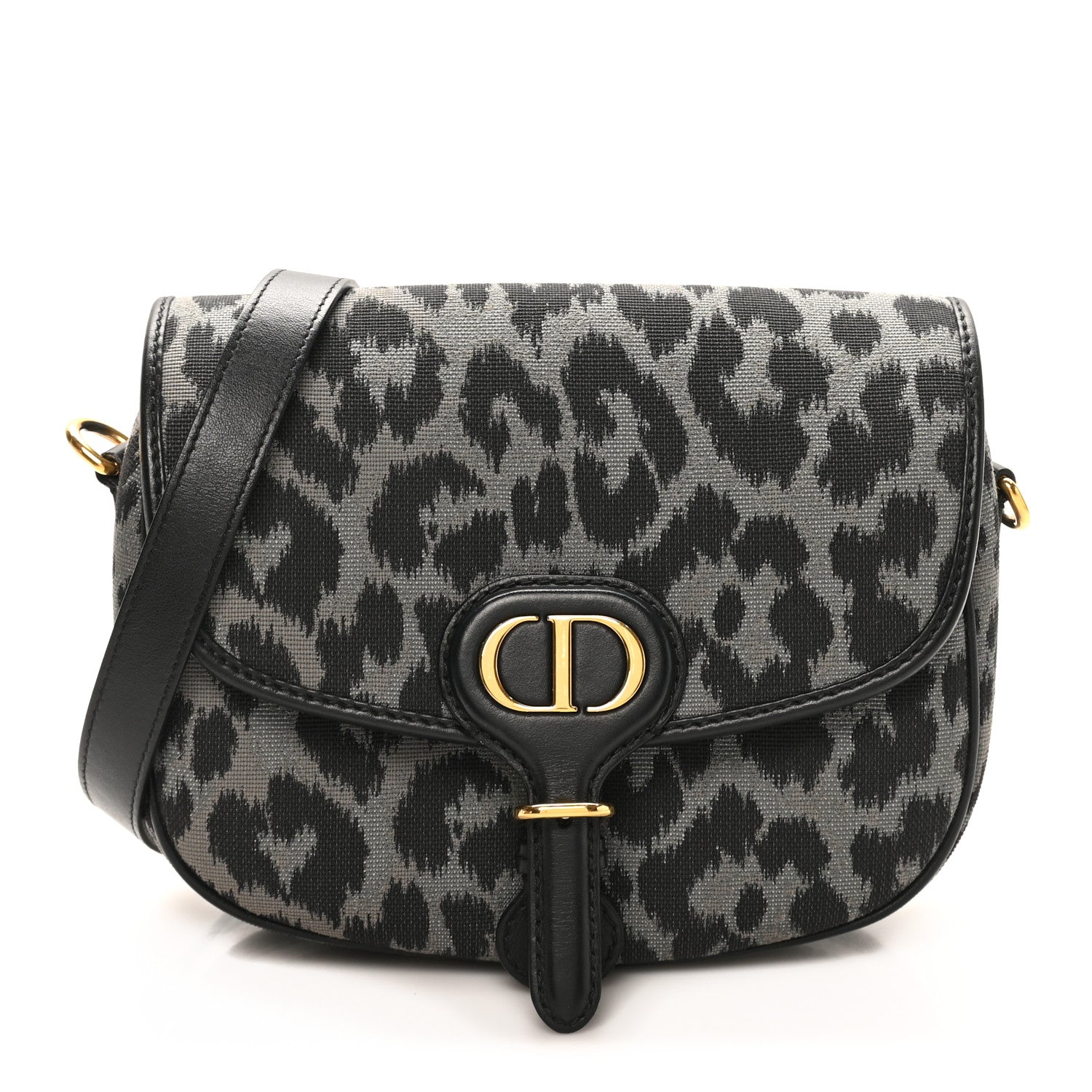 Christian Dior Canvas Mizza Embroidered Medium Bobby Flap Grey