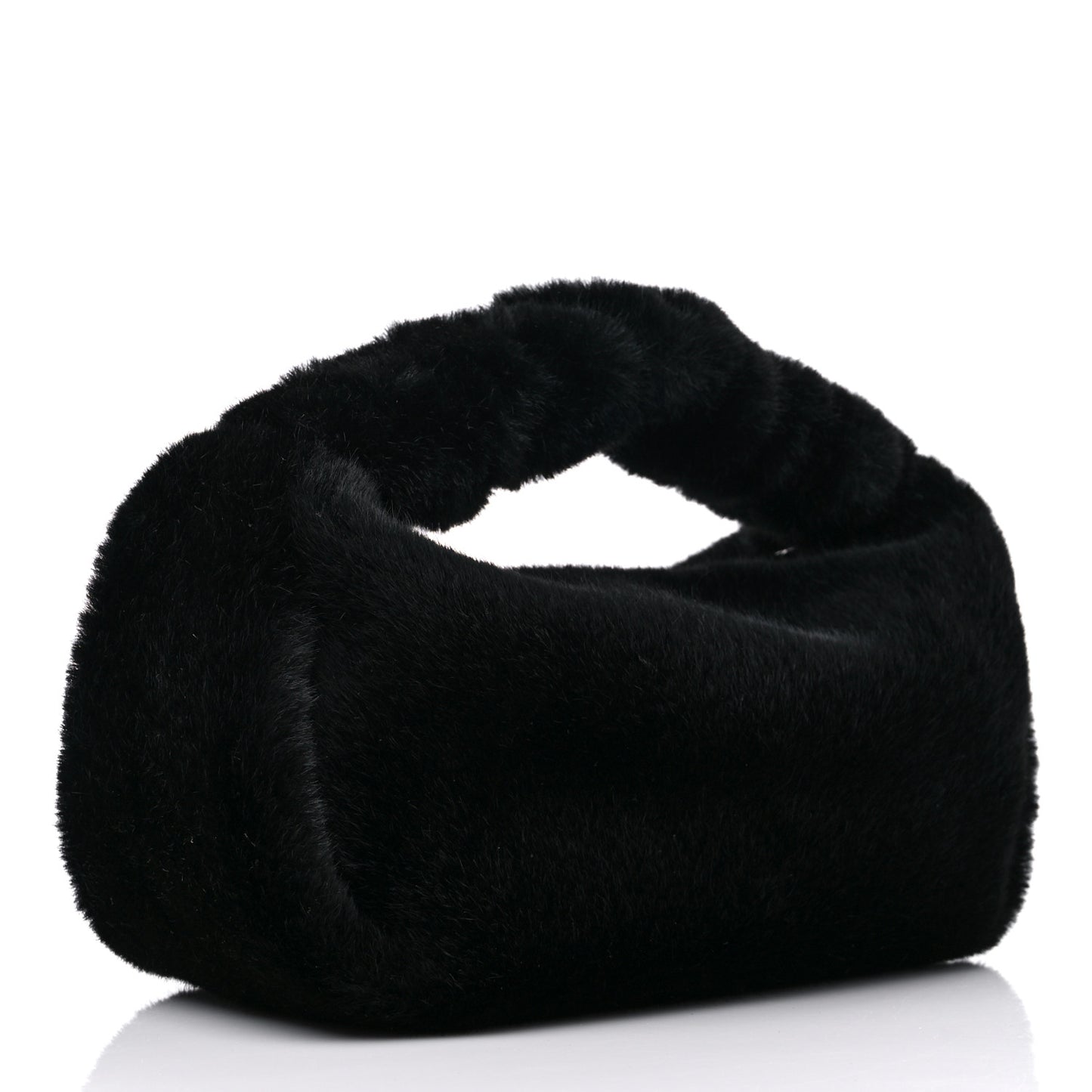 Faux Fur Small Scrunchie Bag Black