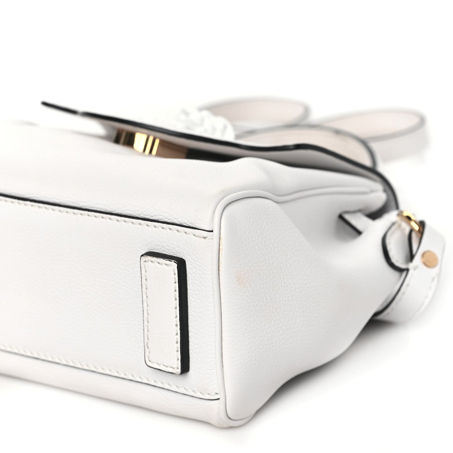Grained Calfskin Small La Medusa Top Handle Bag White