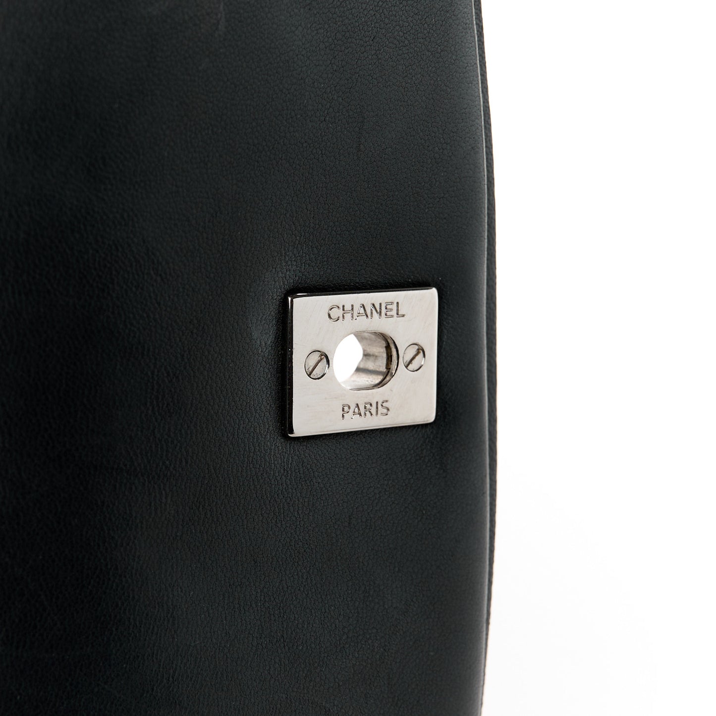 Lambskin Quilted Large Pagode Piping Flap Black