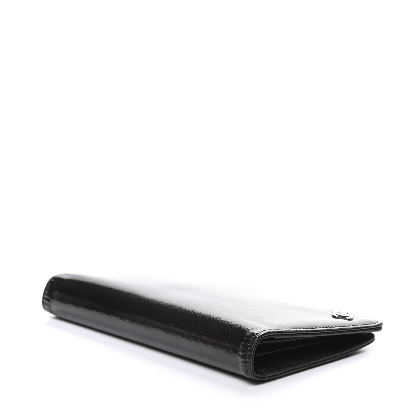 Grained Patent CC Yen Wallet Black