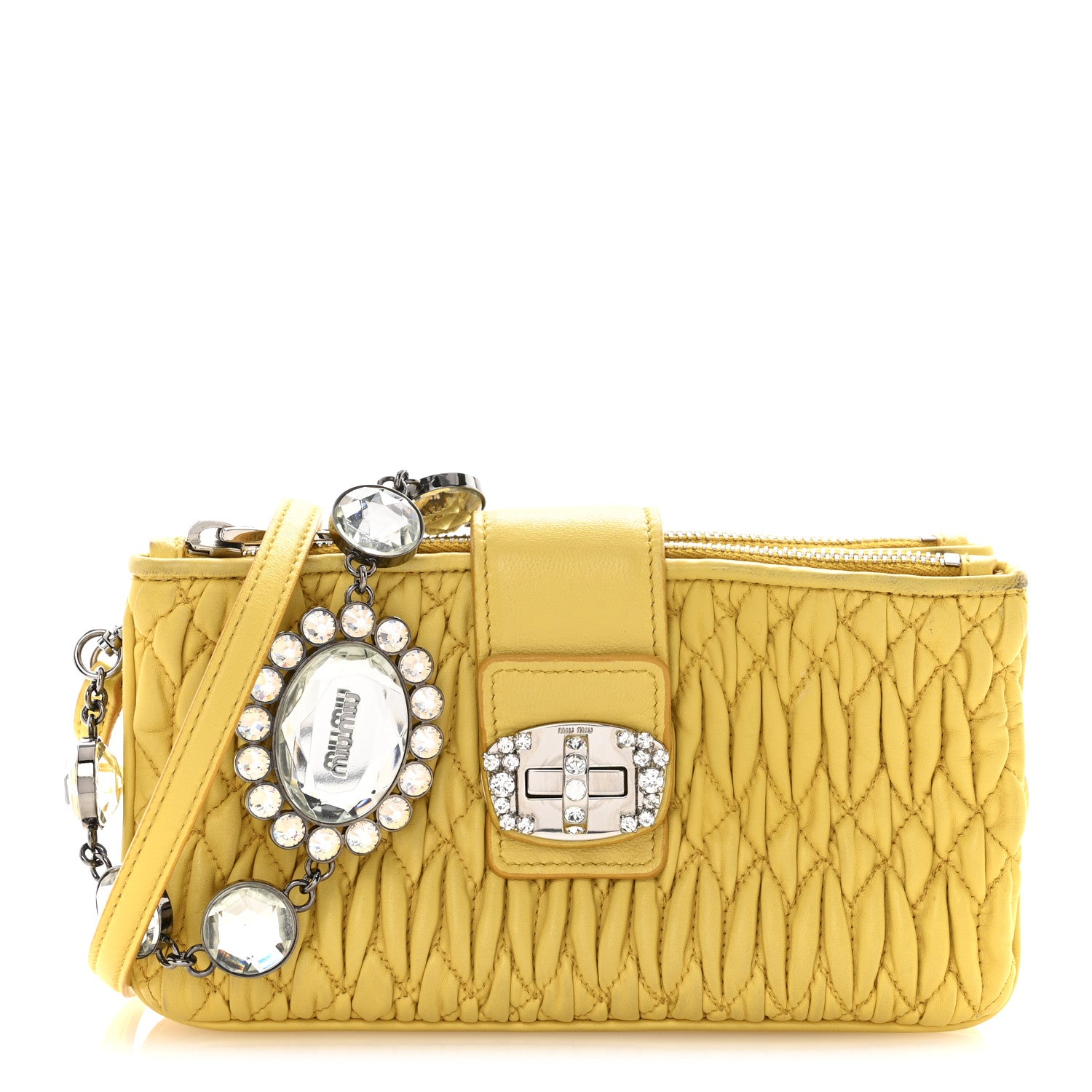 Miu Miu Nappa Matelasse Crystal Clutch Sole 1813409 – FASHIONPHILE