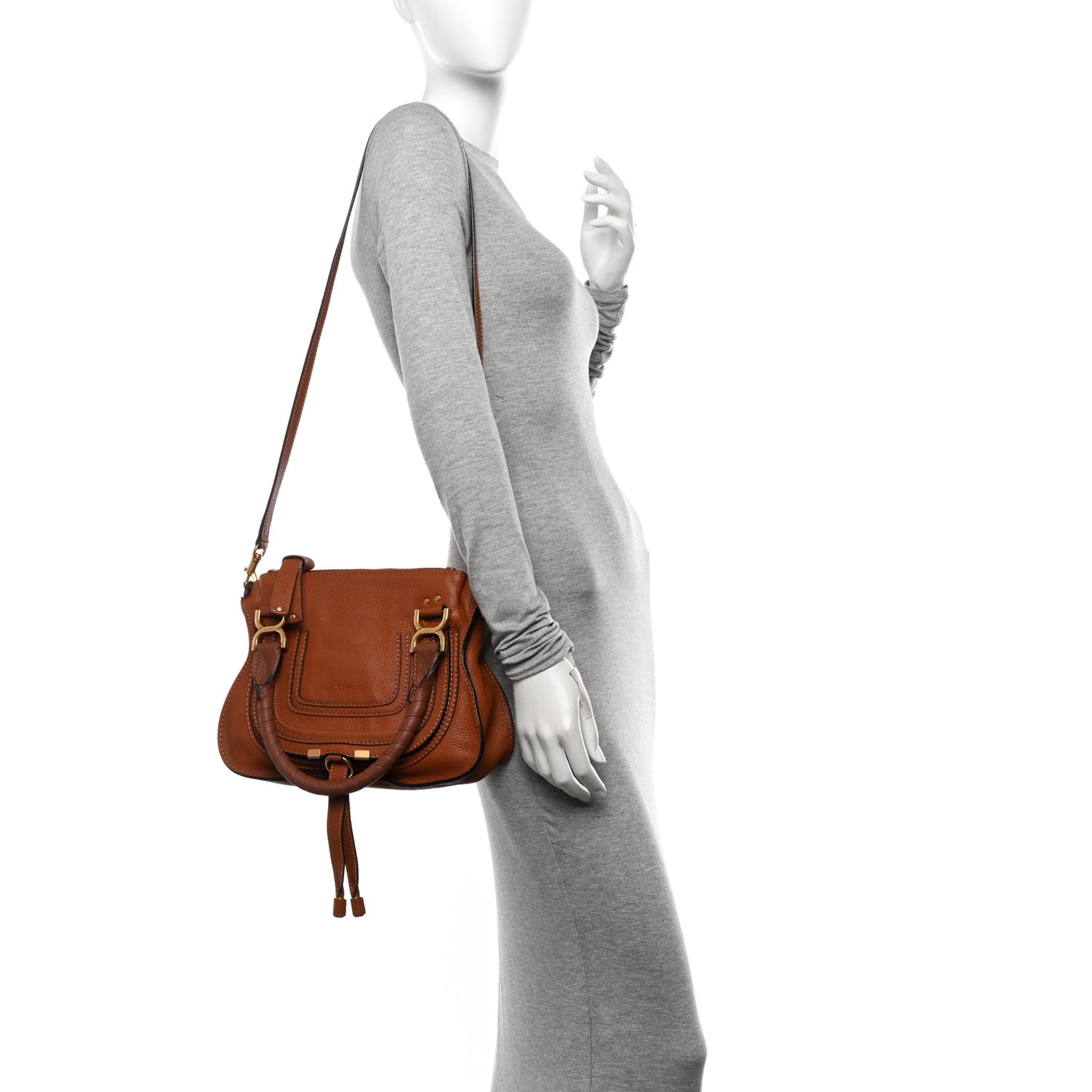 Calfskin Small Marcie Satchel Tan
