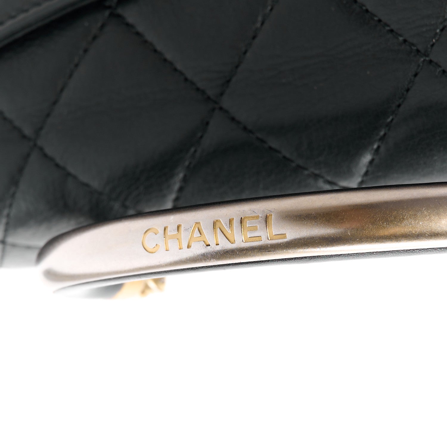 Chanel Calfskin Quilted Metal Top Handle Envelope Flap Black 15 of 16