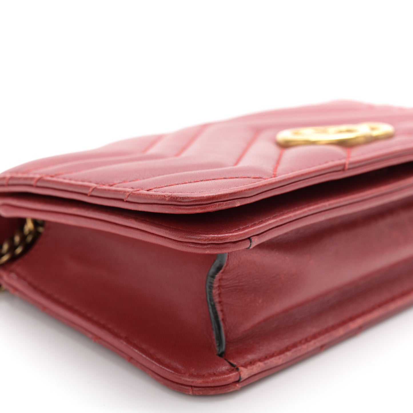 Calfskin Matelasse GG Marmont Mini Bag Hibiscus Red