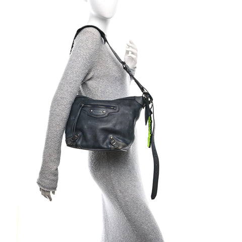 Used Calfskin Silver Hardware Small Neo Classic City Navy
