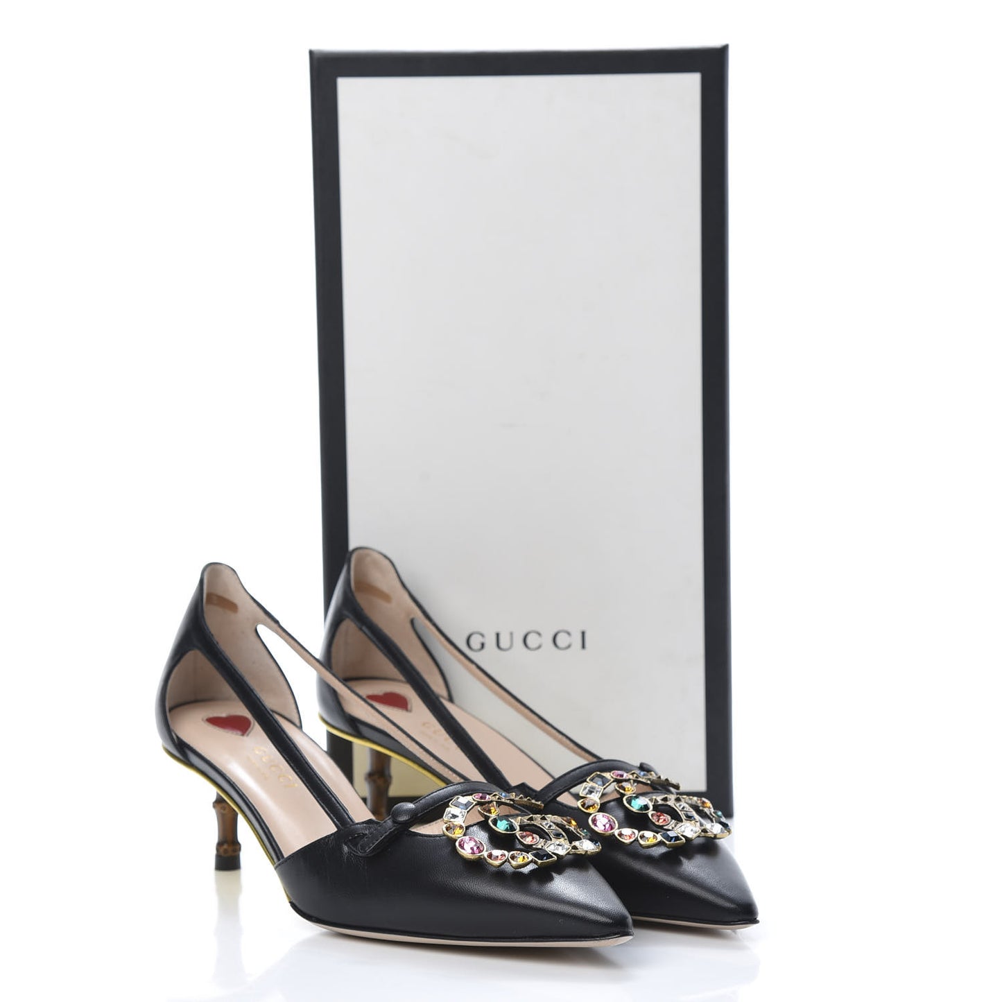 Calfskin Crystal GG Unia Pumps 37.5 Black