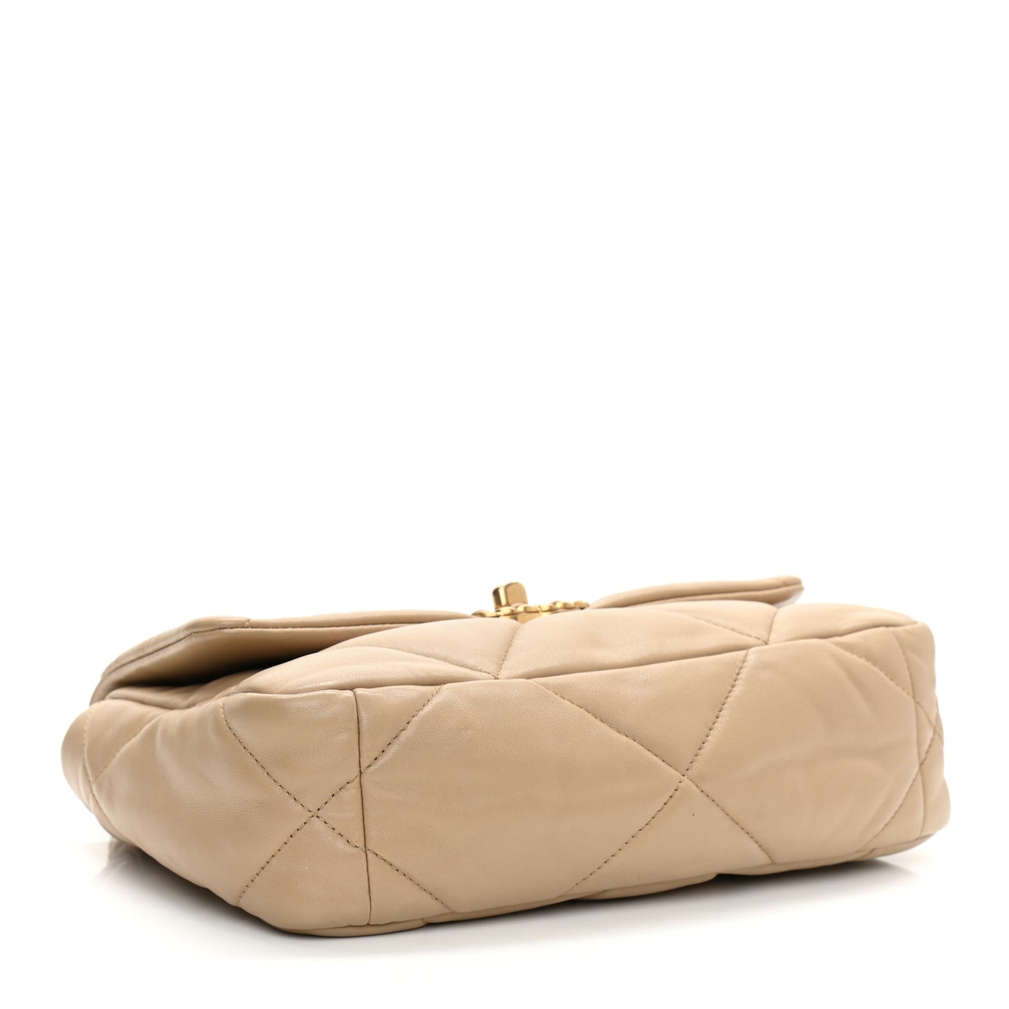 Lambskin Quilted Medium Chanel 19 Flap Dark Beige