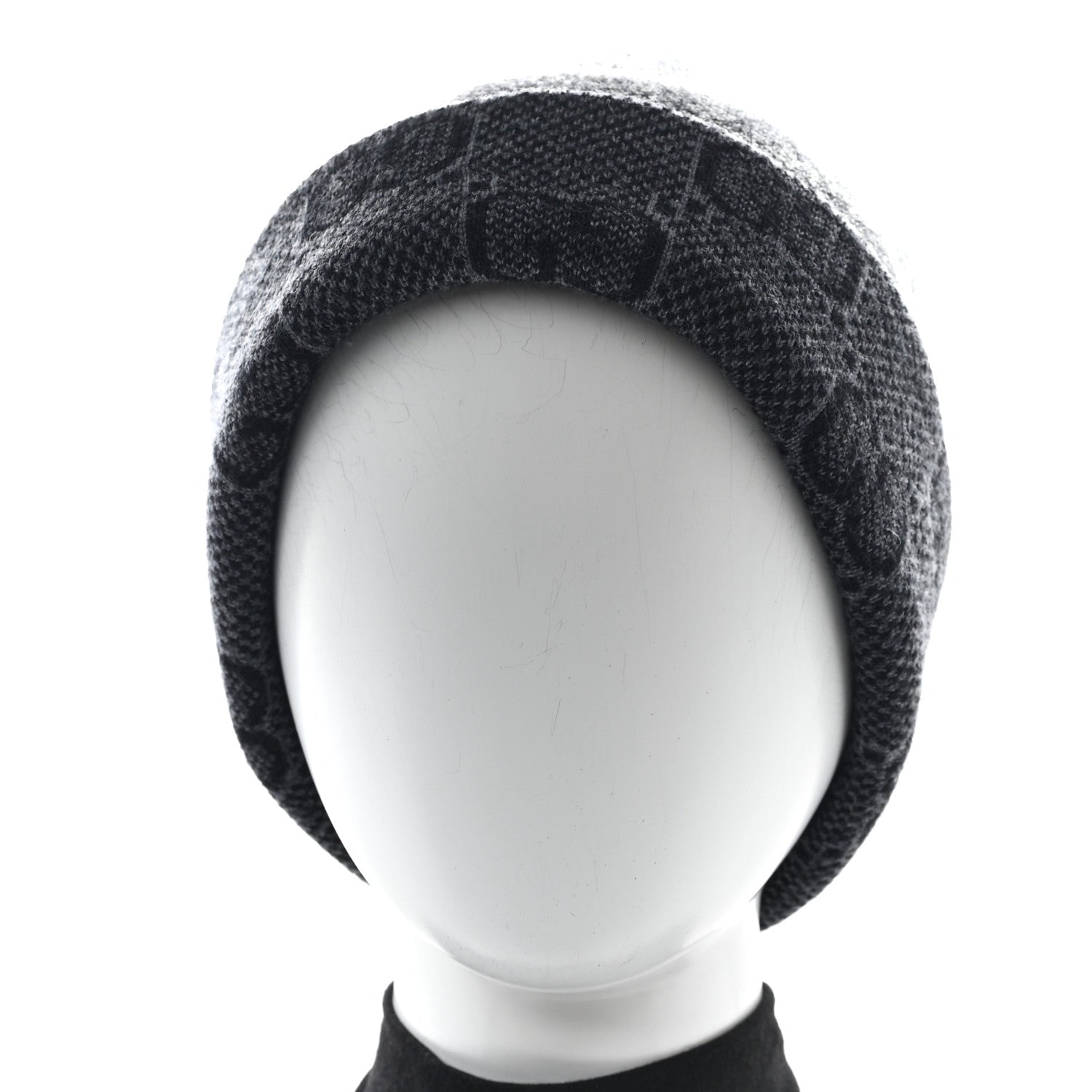 Gucci Wool Monogram Doubly G Beanie Hat L  Black Dark Grey 2 of 6