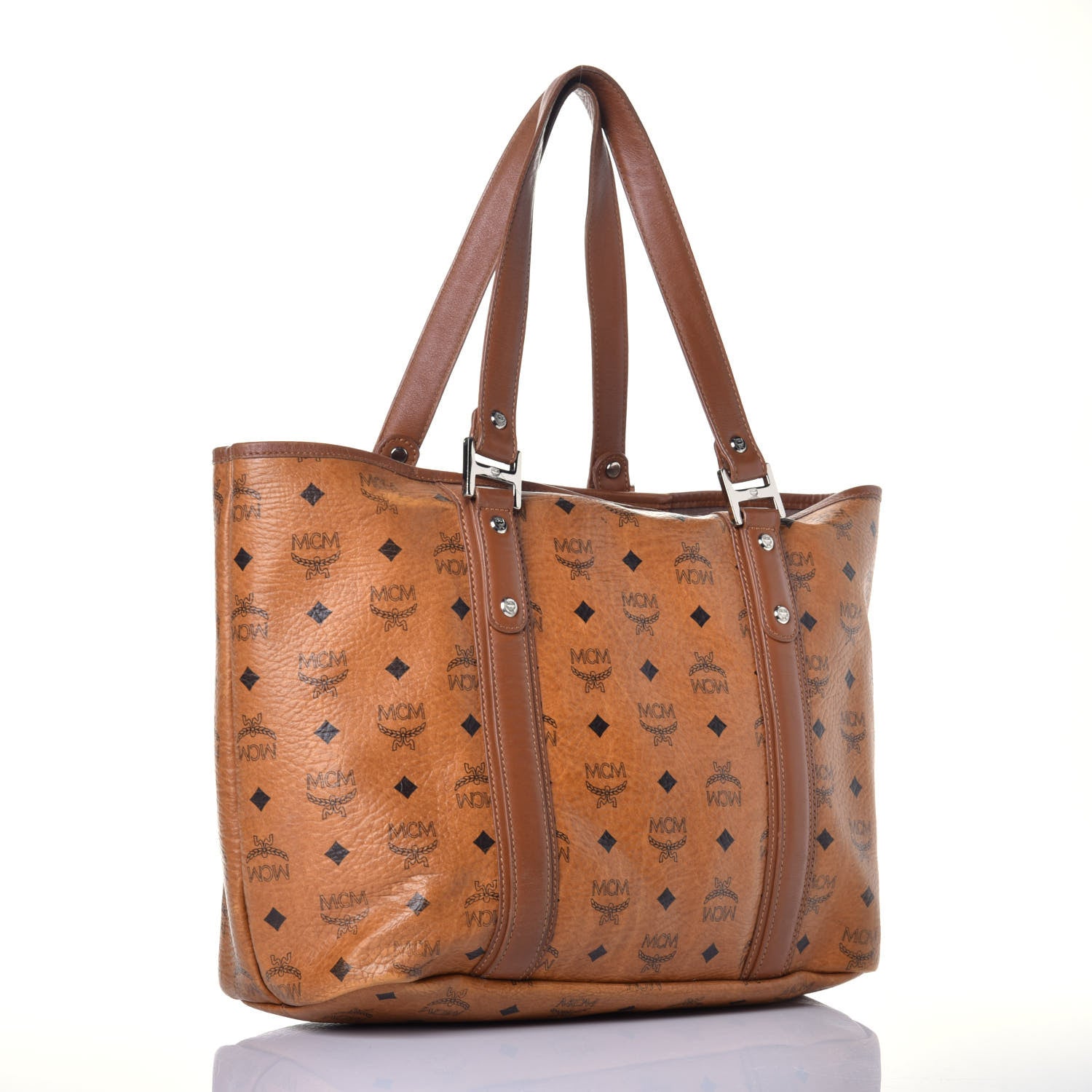 MCM Visetos Shopping Tote Cognac 3 of 9