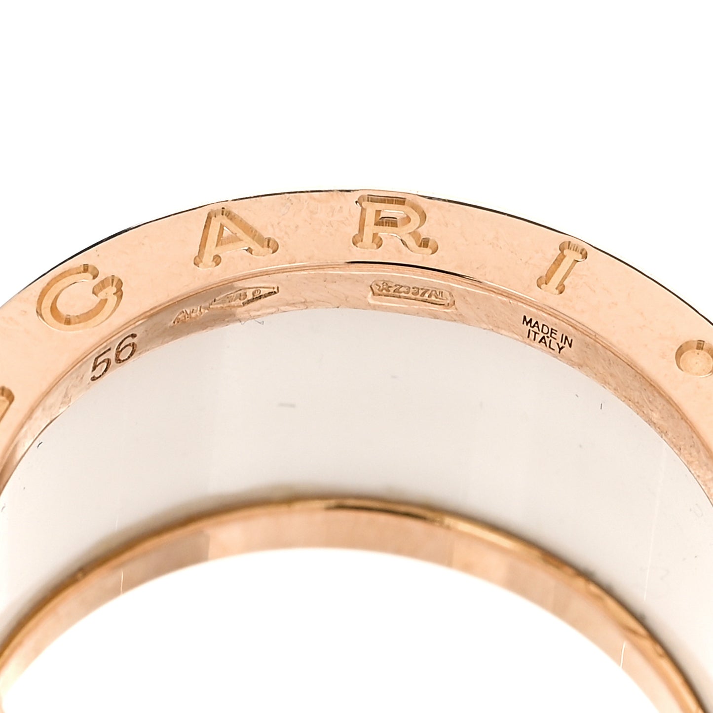 18K Rose Gold White Ceramic B.Zero1 Four-Band Ring 56 7.5