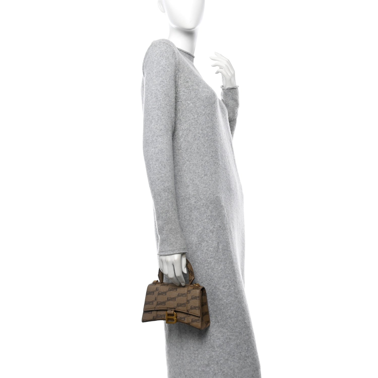 Balenciaga Coated Canvas BB Monogram Hourglass Top Handle Bag XS Beige Brown 2 of 11