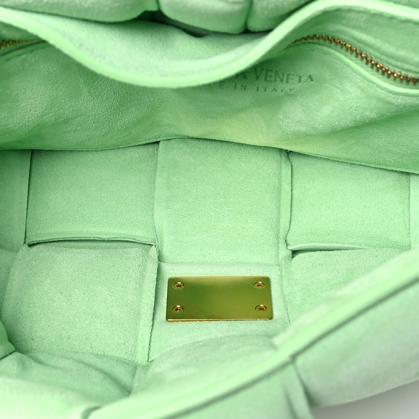 Suede Maxi Intrecciato Padded Chain Cassette Crossbody Bag Wasabi