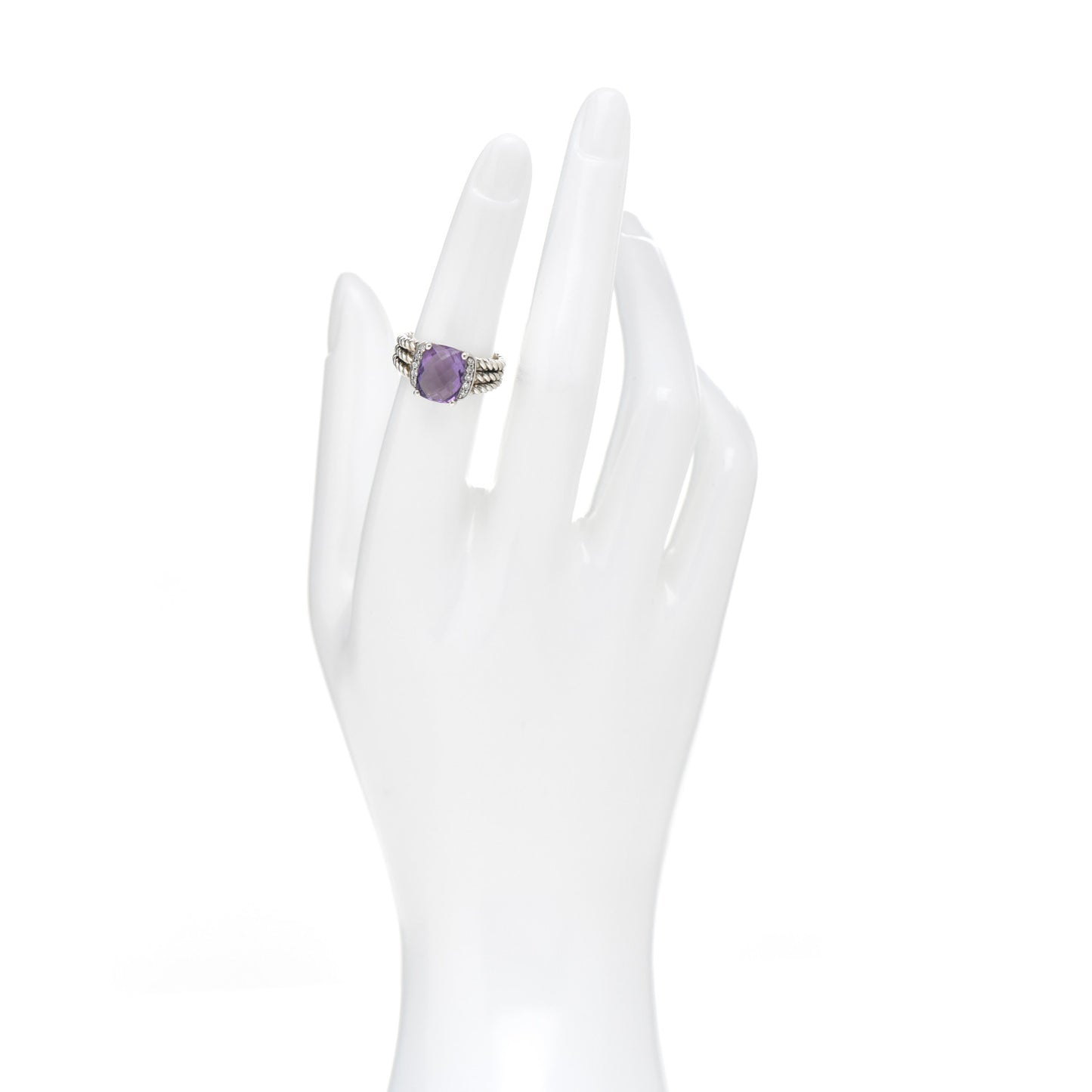 Sterling Silver Diamond Amethyst 10mm Petite Wheaton Ring 51 5.75