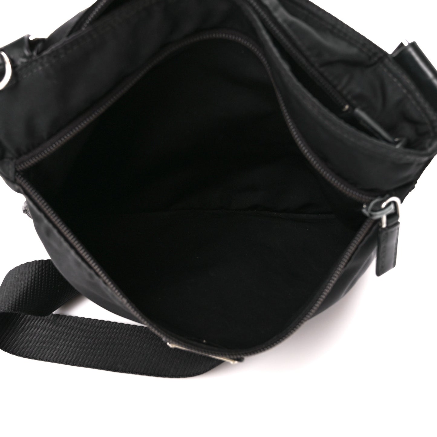 Nylon Saffiano Flat Messenger Bag Black