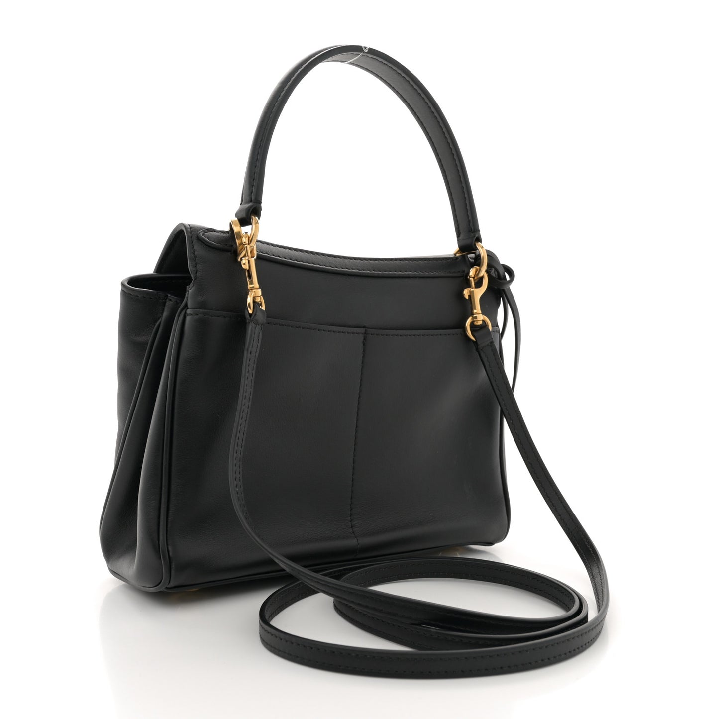 Natural Smooth Calfskin Mini Rodeo Top Handle Handbag Black