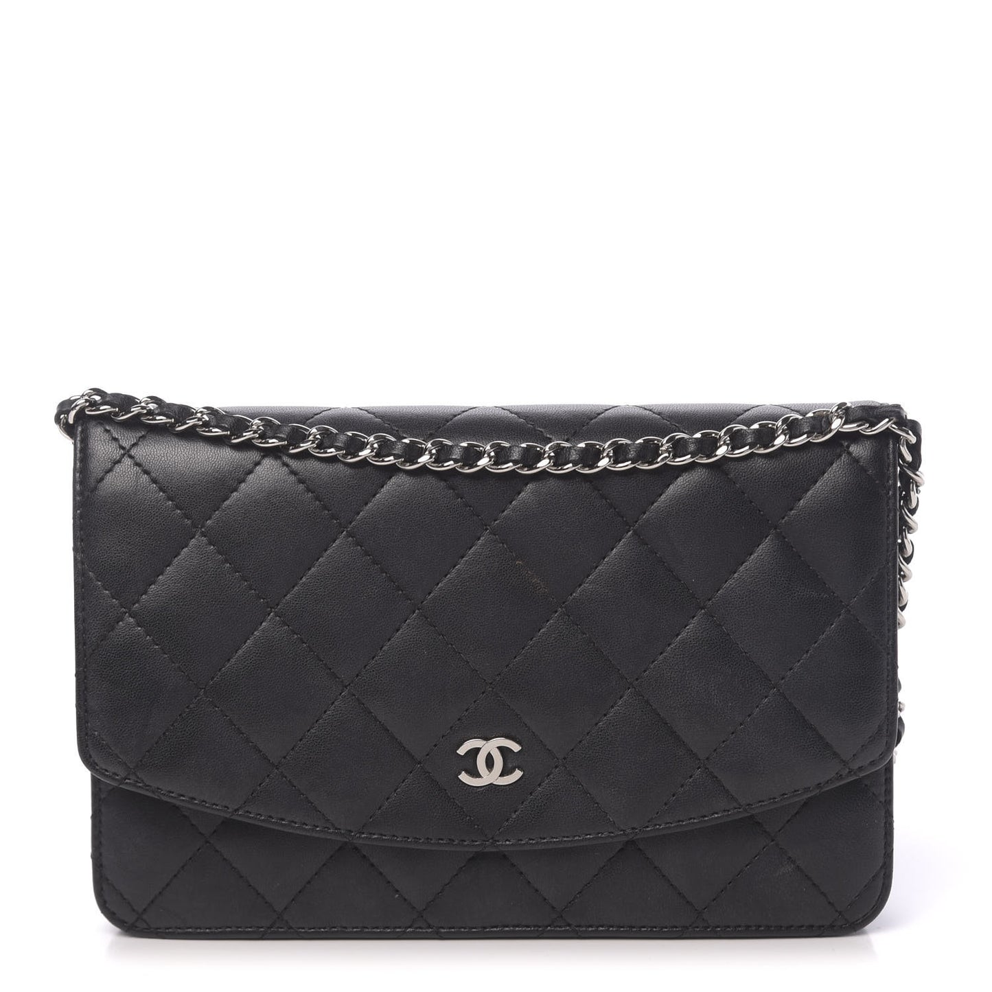 Lambskin Quilted Wallet On Chain WOC Black