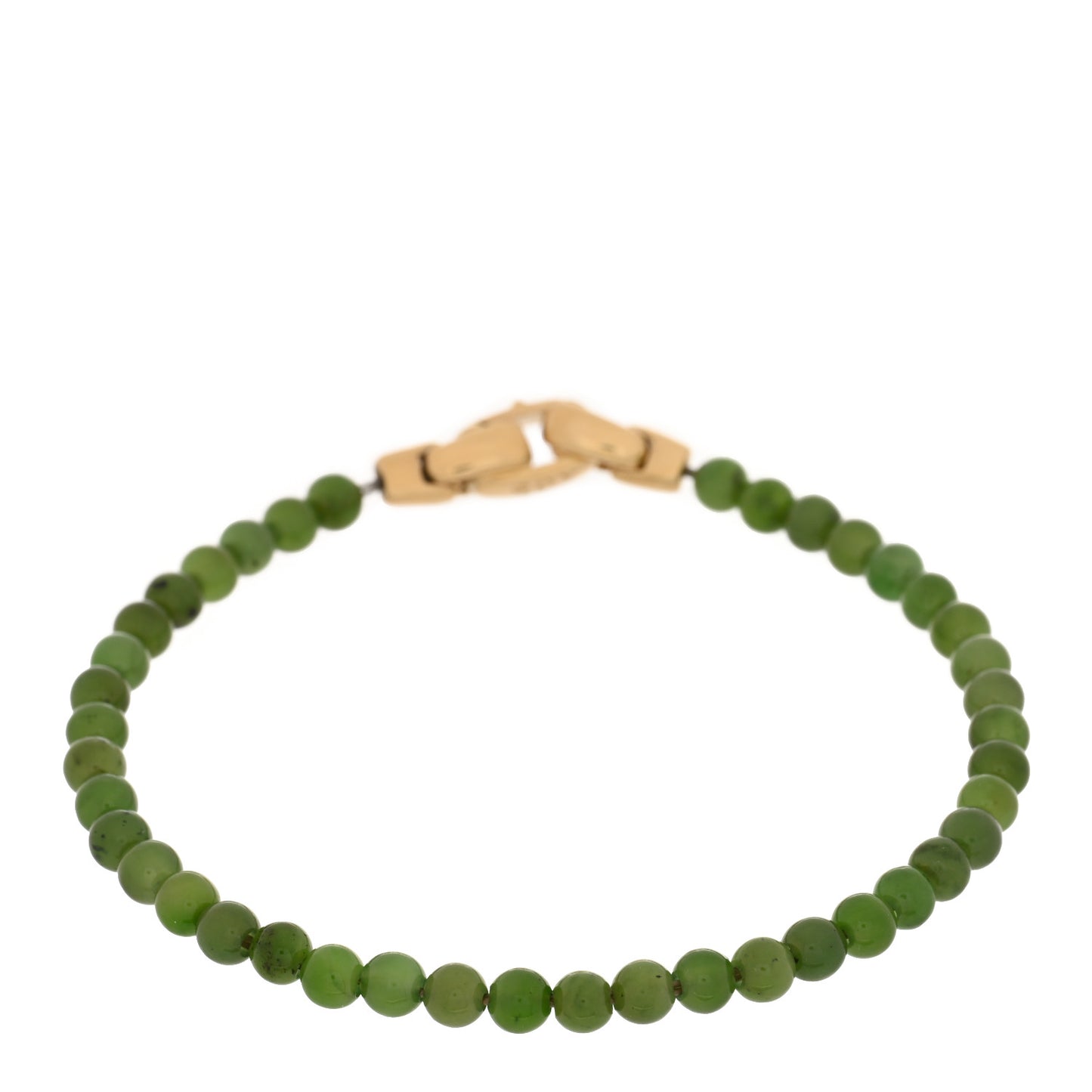 18K Yellow Gold Nephrite Jade 4mm Spiritual Beads Bracelet