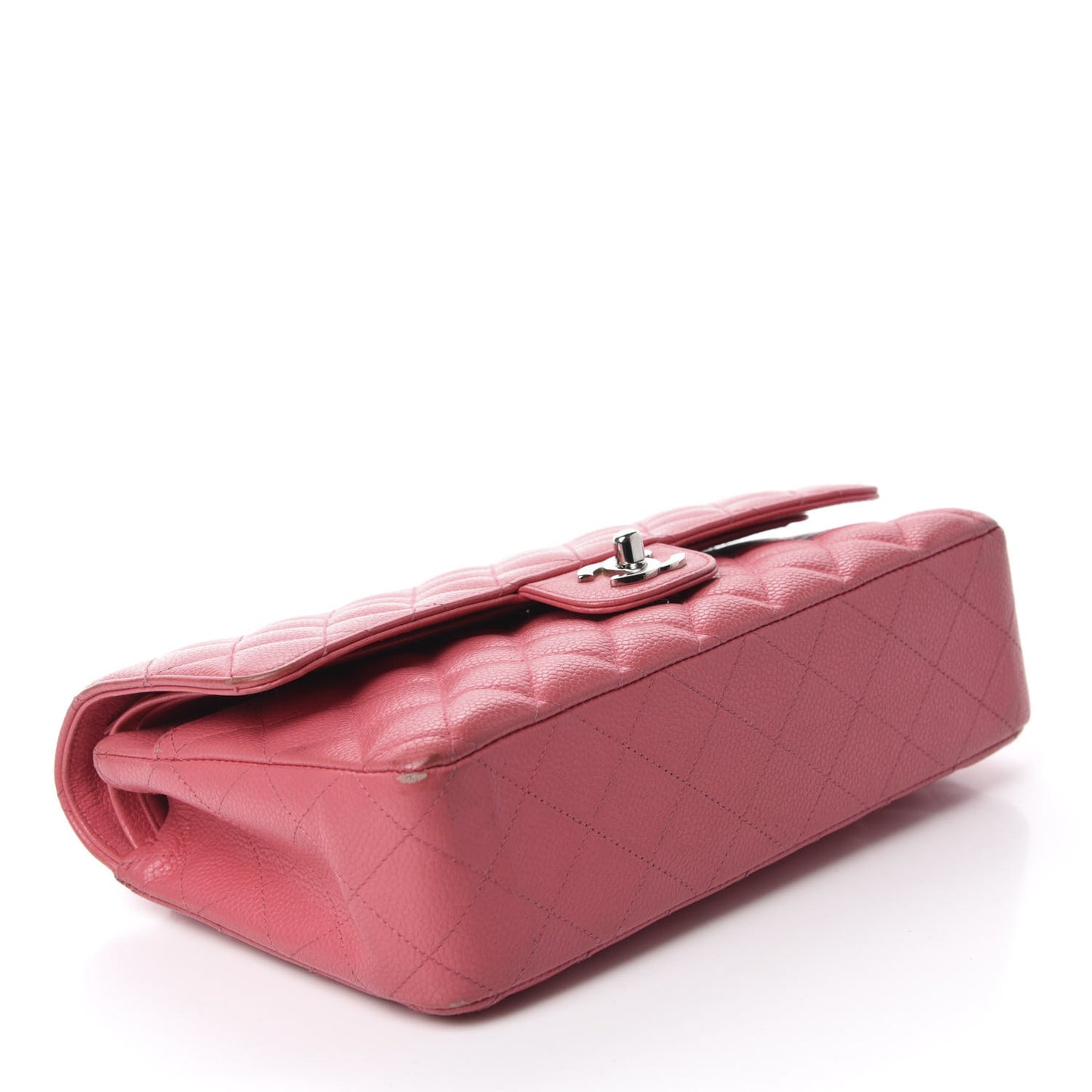 Caviar Quilted Medium Double Flap Dark Pink