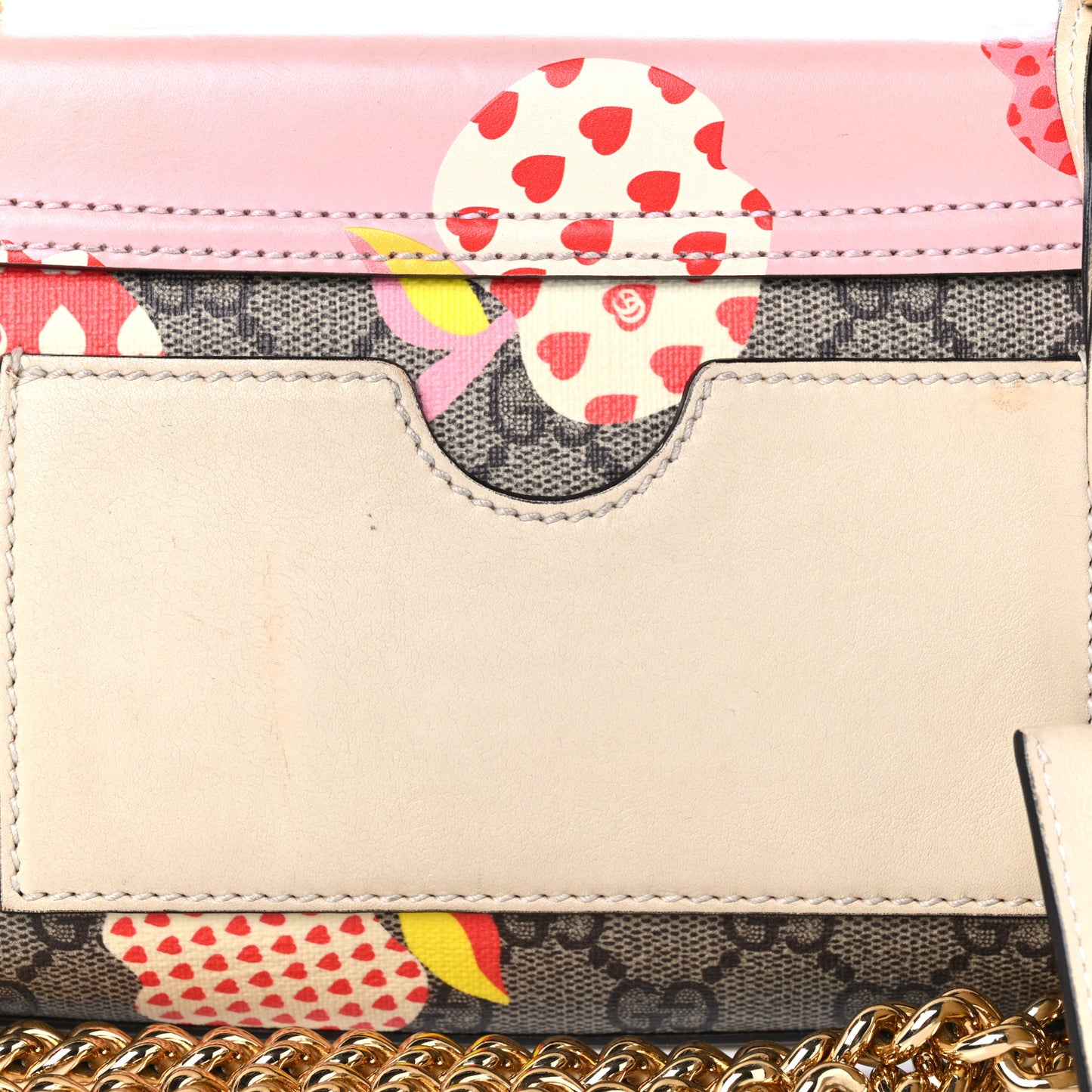 GG Supreme Monogram Les Pommes Small Padlock Shoulder Bag Beige Ebony Multicolor Pink