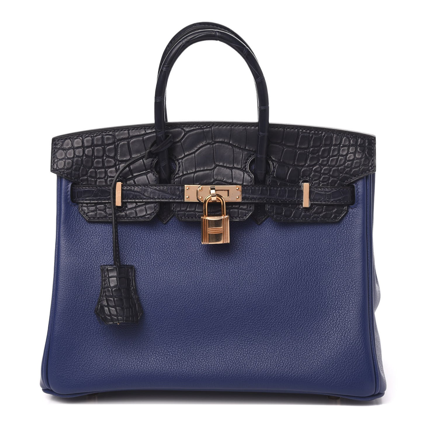 Taurillon Novillo Matte Alligator Birkin Touch 25 Bleu Saphir Marine