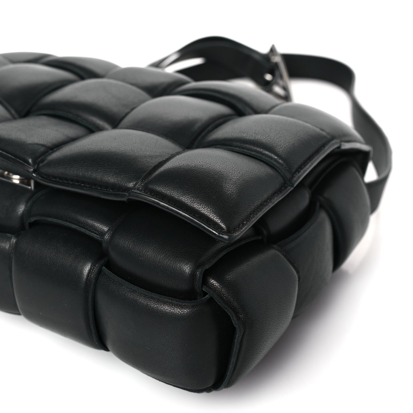 Nappa Maxi Intreccio Padded Cassette Crossbody Bag Black