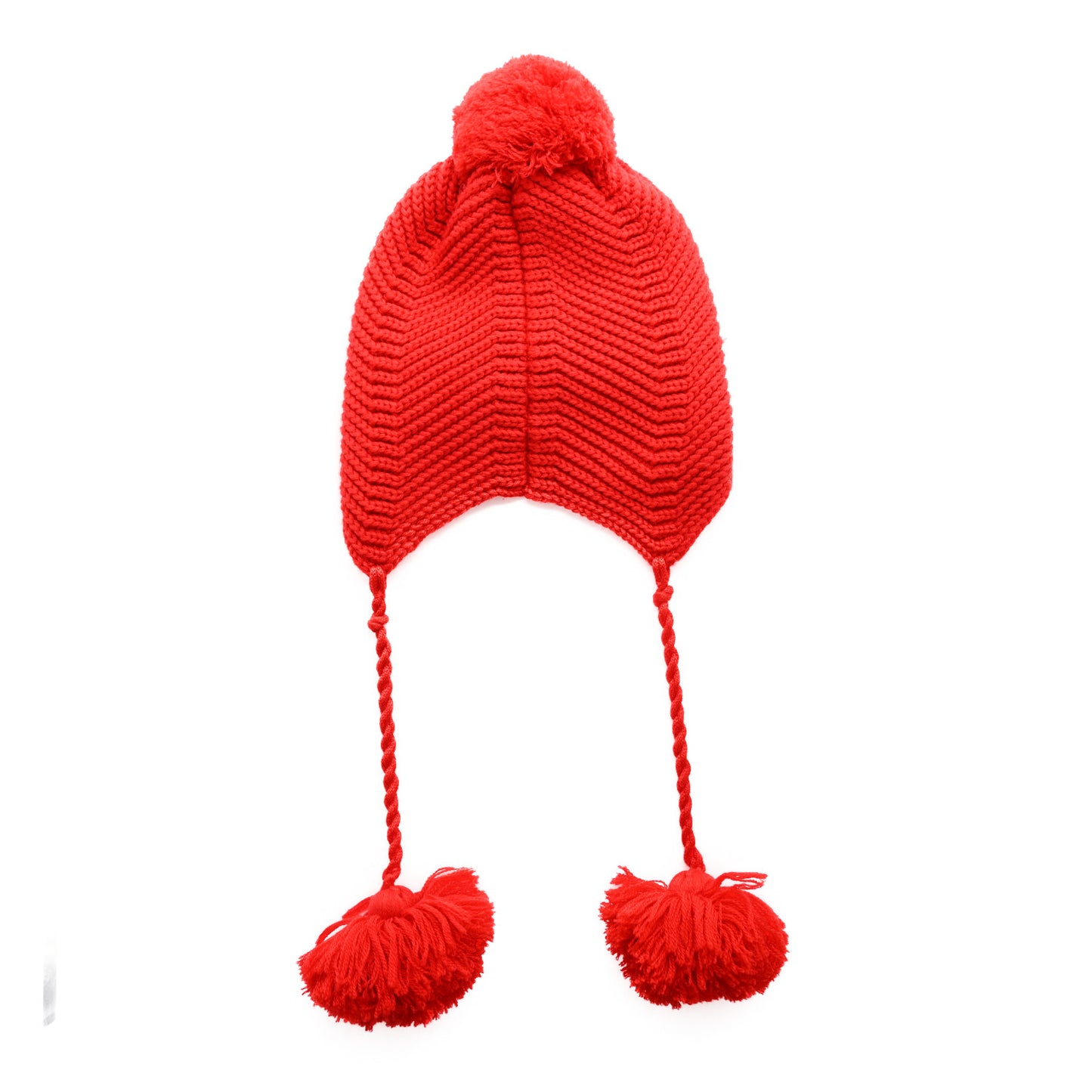 Wool Hat With Tassels M Red
