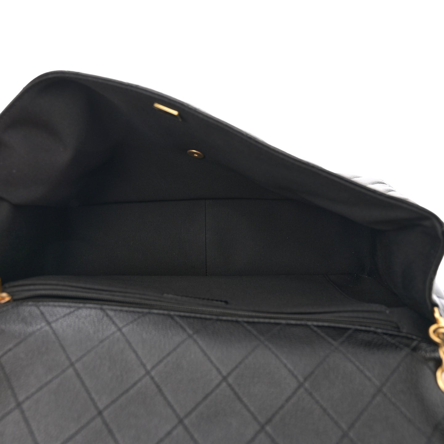 Grained Calfskin Quilted XXL Travel Flap Bag Black