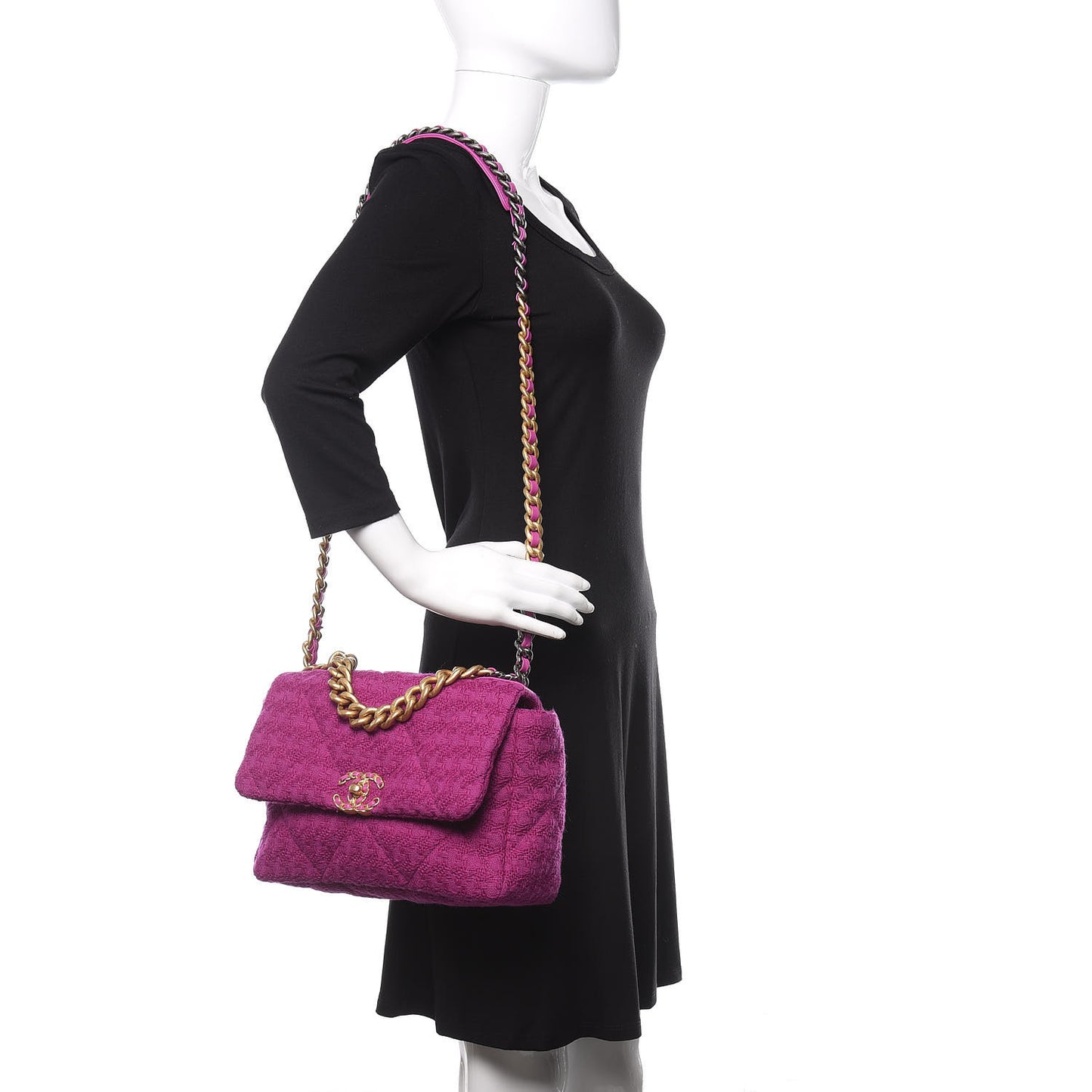 Tweed Quilted Large 19 Flap Purple