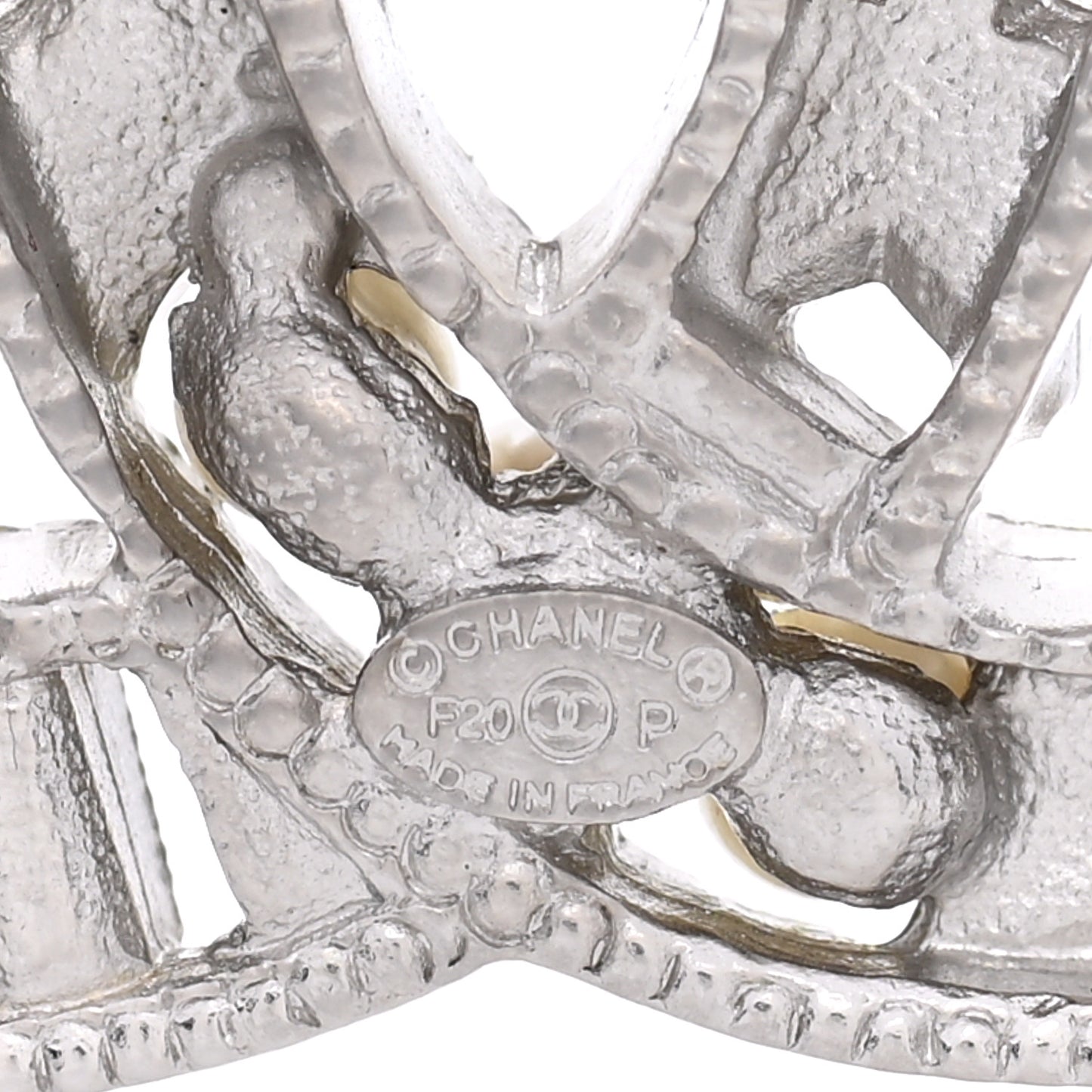 Crystal Pearl CC Star Coco Flapper Brooch Silver