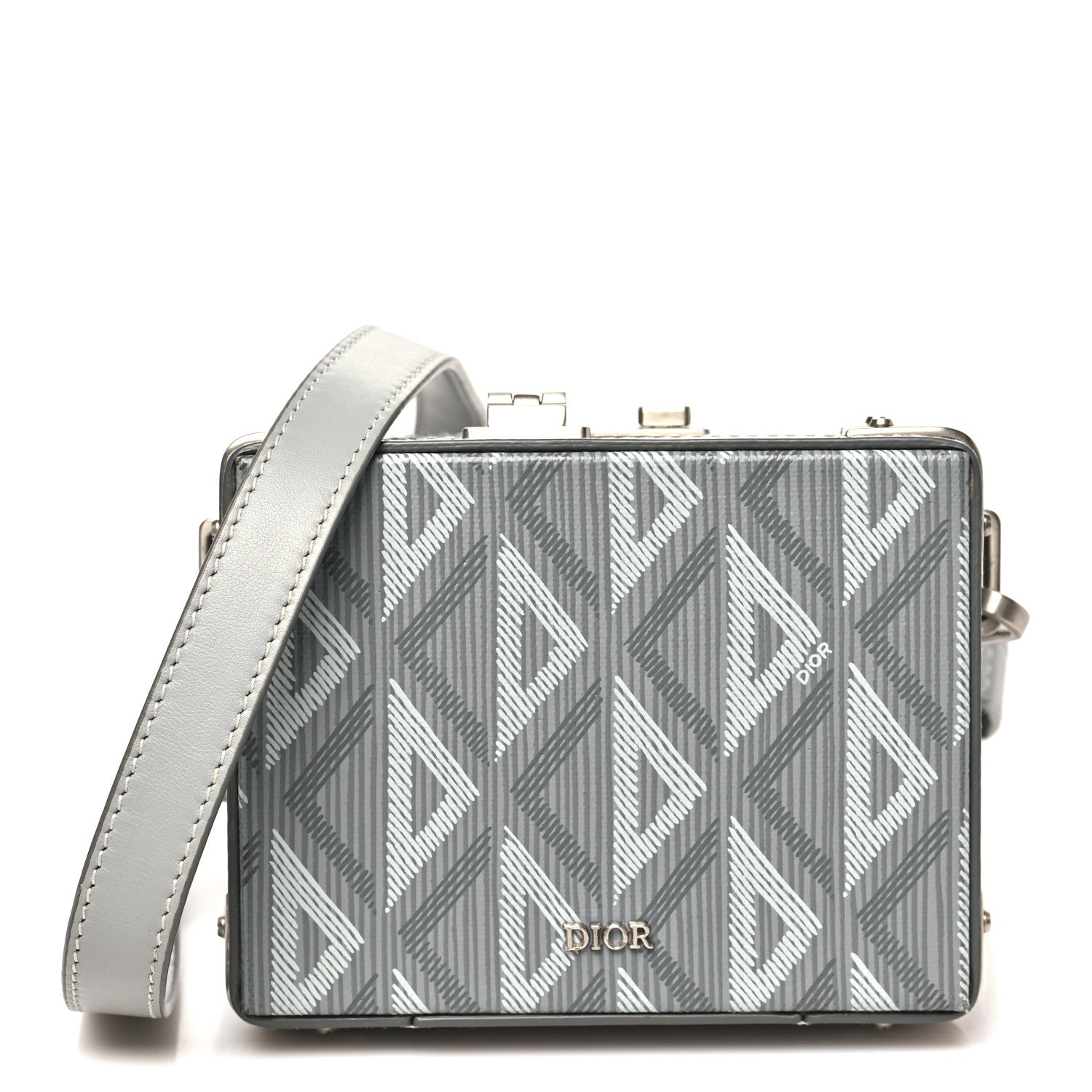 Christian Dior Coated Canvas CD Diamond Lock Mini Case Gray