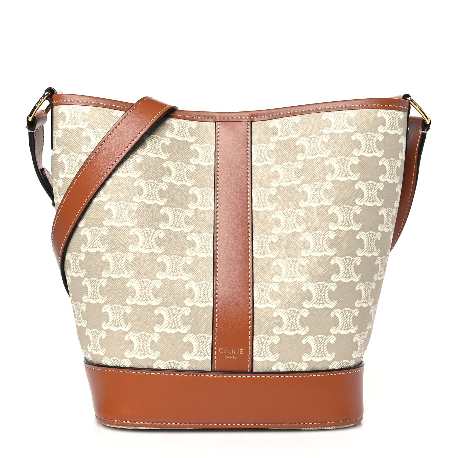 Celine Triomphe Canvas Calfskin Small Bucket Bag Grege 1 of 9