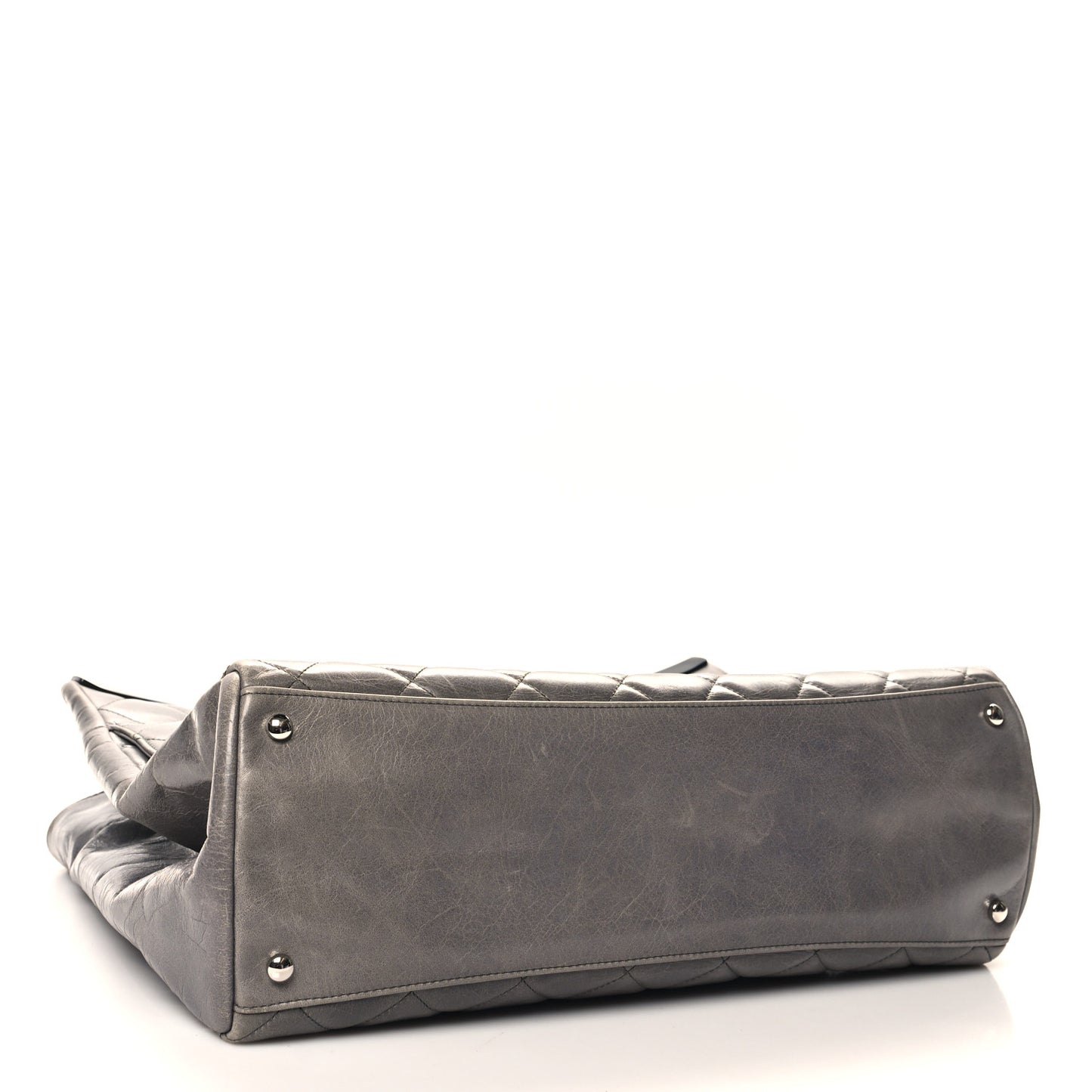 Glazed Calfskin Quilted Large CC Delivery Tote Grey