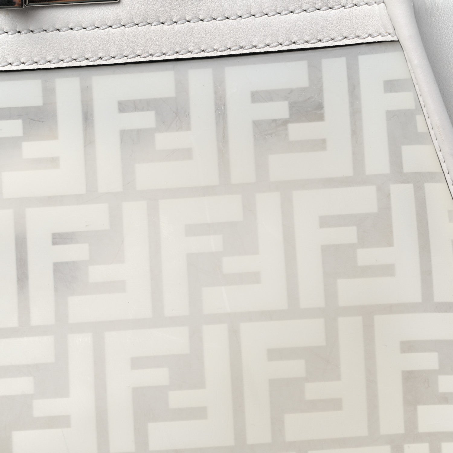 Fendi TPU FF Vitello Century Peekaboo Satchel White 13 of 13