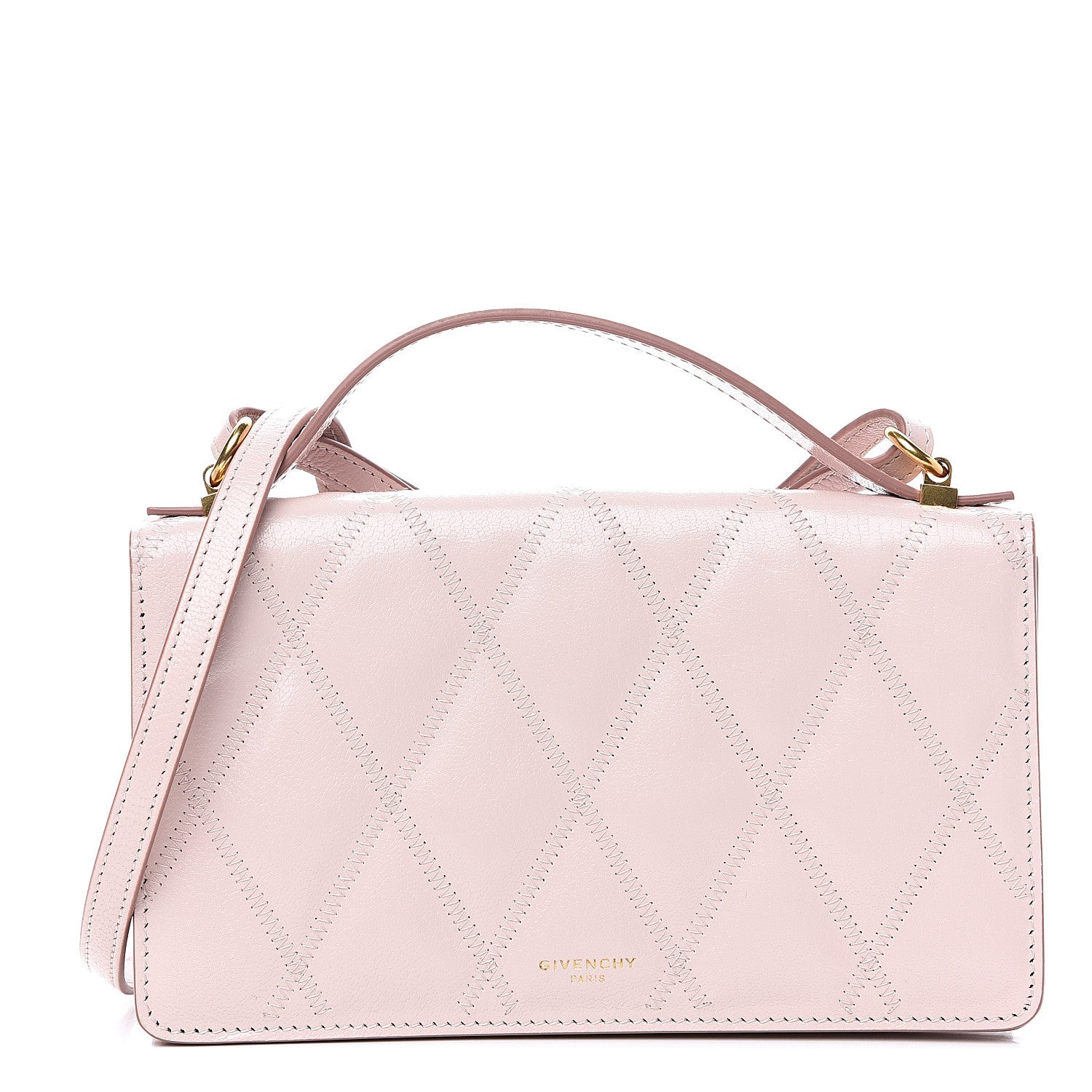 Givenchy Goatskin Quilted GV3 Strap Wallet Pale Pink 570644