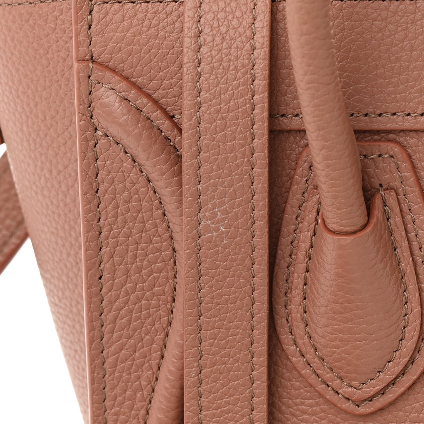 Drummed Calfskin Nano Luggage Antique Rose