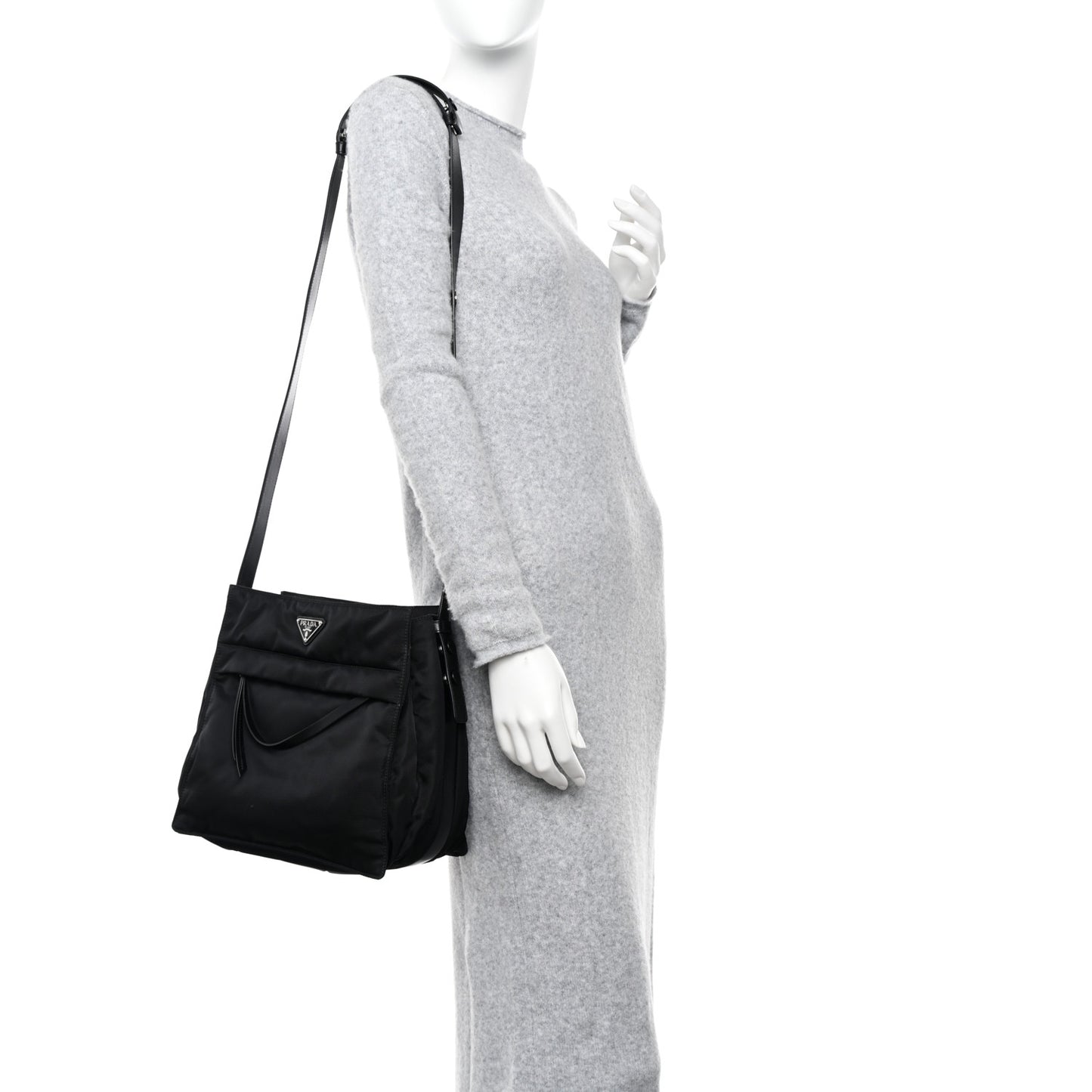 Tessuto Nylon Front Pocket Messenger Bag Black