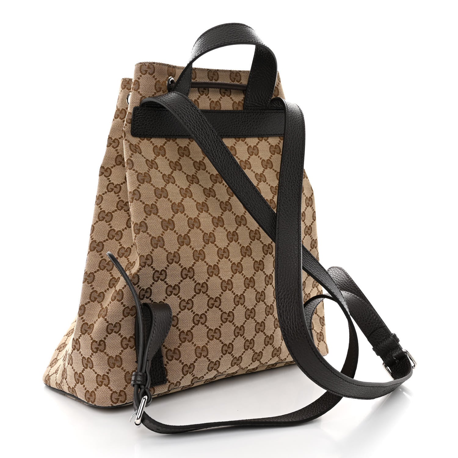 Gucci Monogram Dollar Calfskin O Drawstring Backpack Beige Ebony Testa di Moro Dark Chocolate 3 of 9
