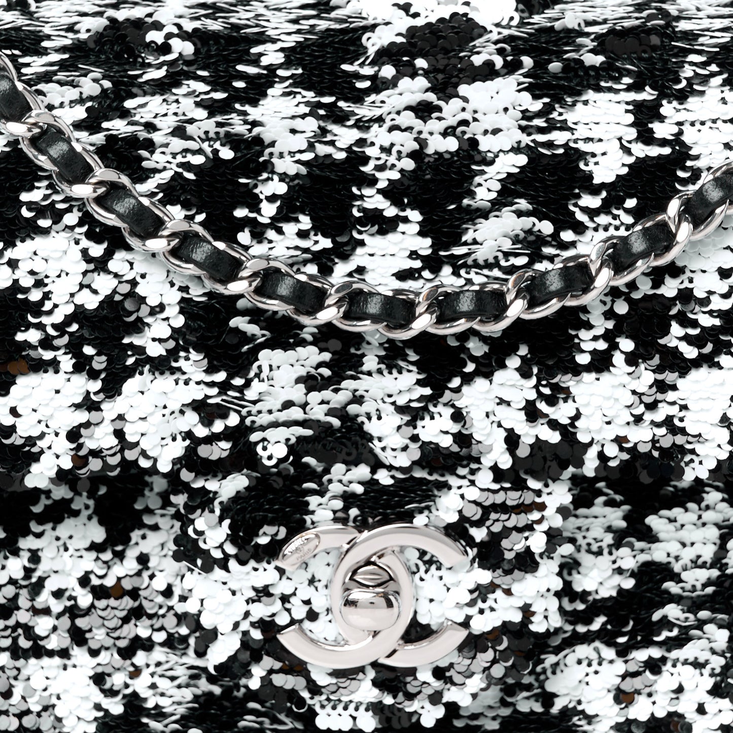 Sequin Houndstooth Small Flap Black White