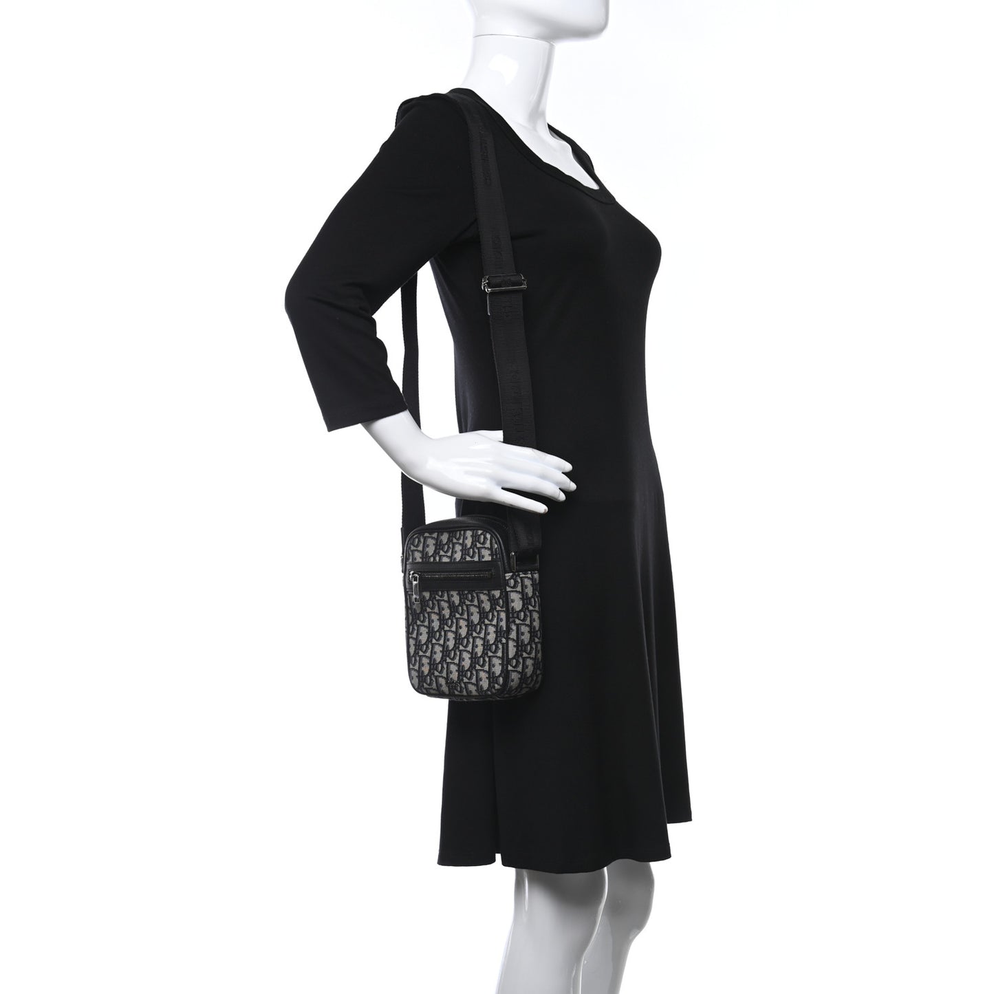 Oblique Messenger Pouch Beige Black