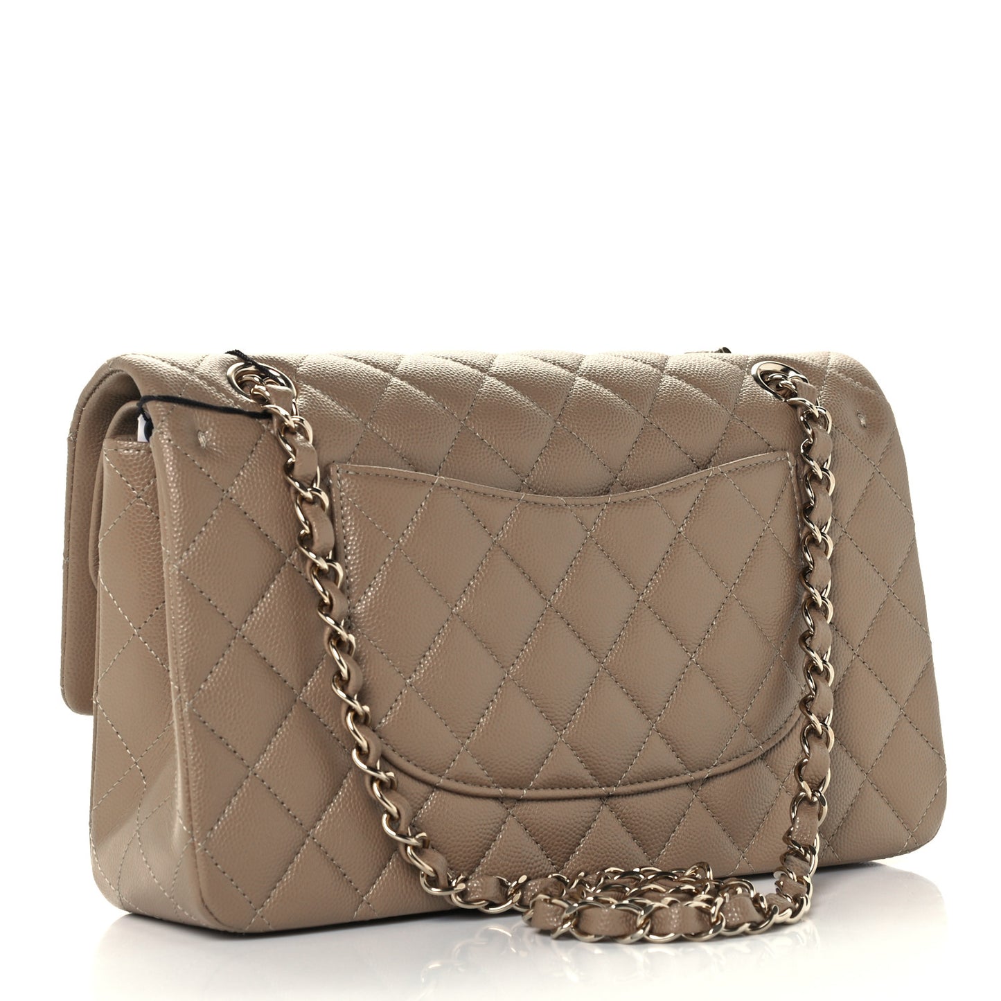 Caviar Quilted Medium Double Flap Dark Beige
