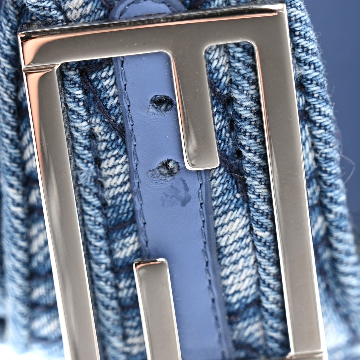 Denim Jacquard FF Womens Fendi Feel Buckled Slide Sandals 37 Blue