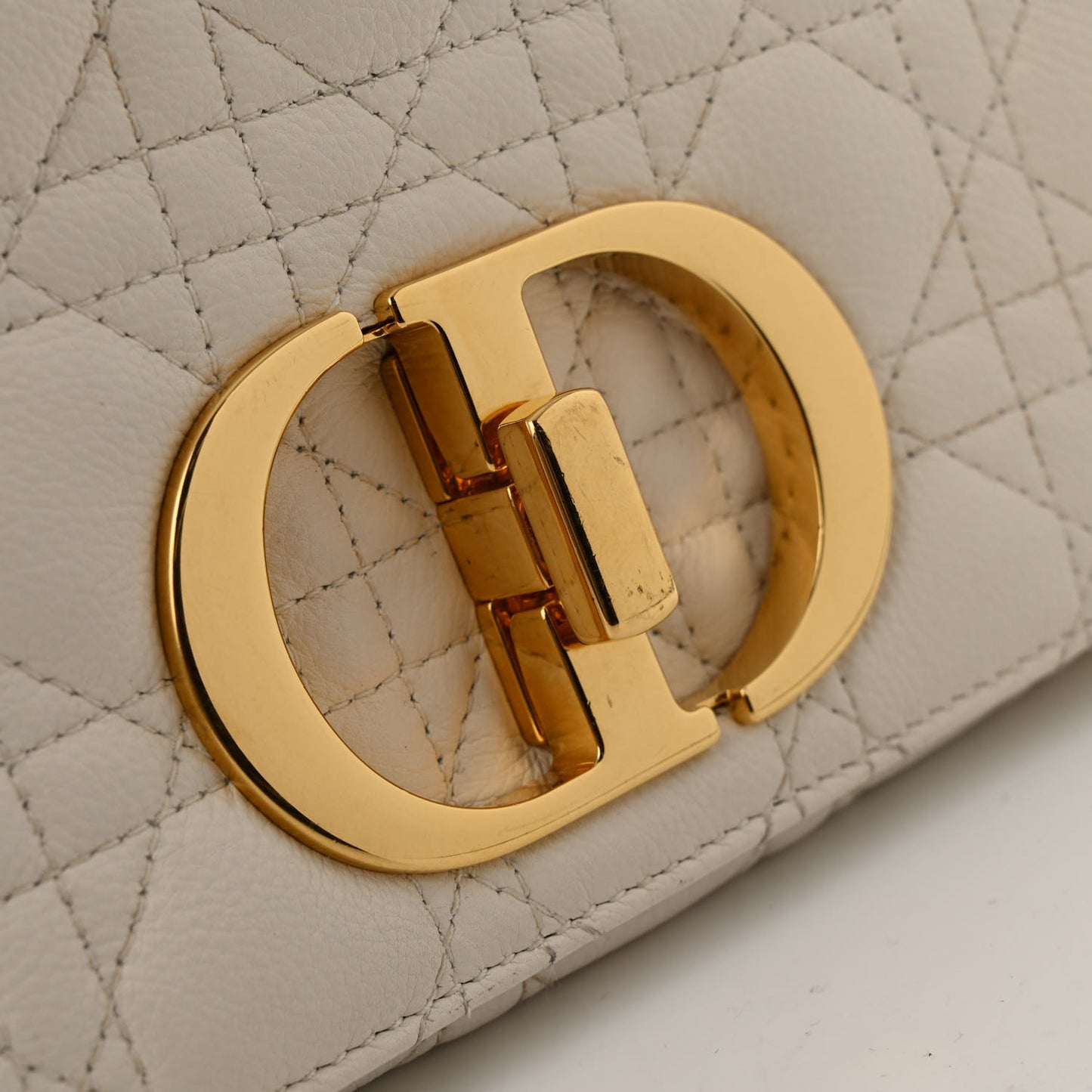 Calfskin Cannage Small Caro Bag Ivory